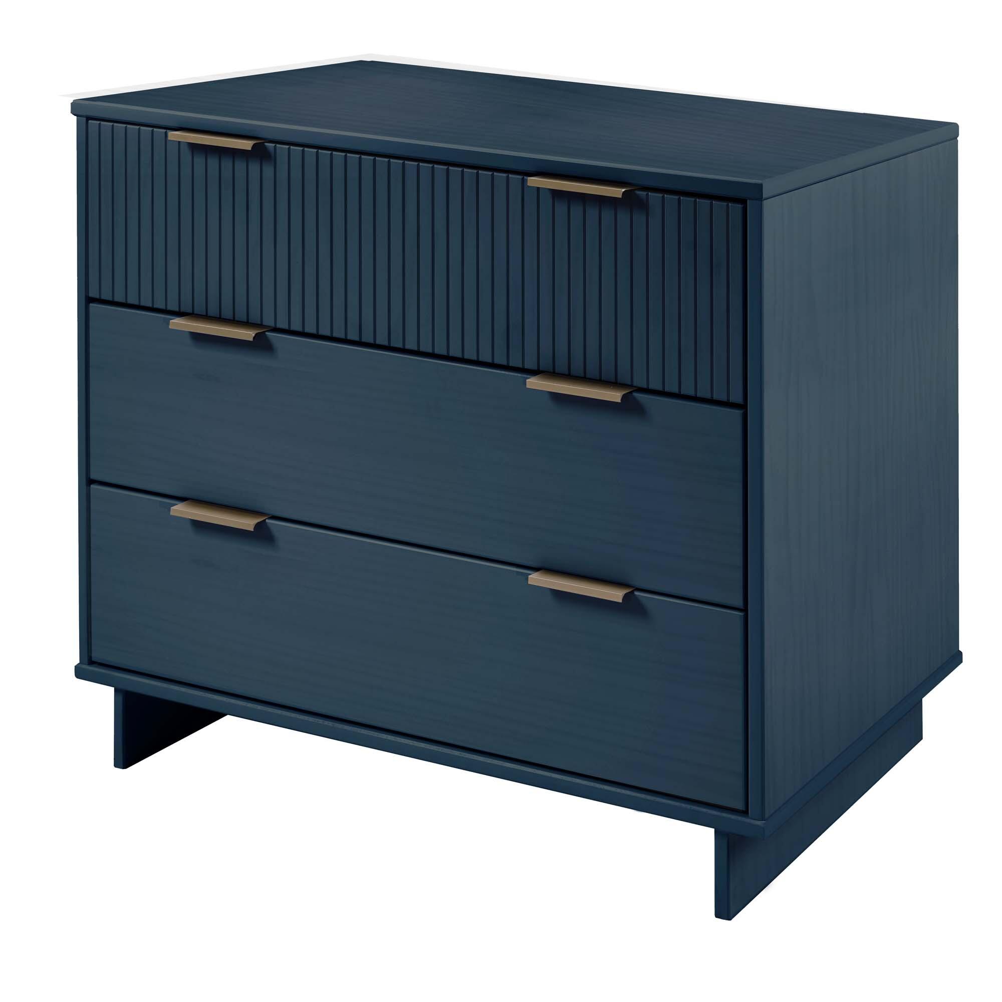 Manhattan Comfort Standard 38" 3 Drawer Dresser, Midnight Blue, large