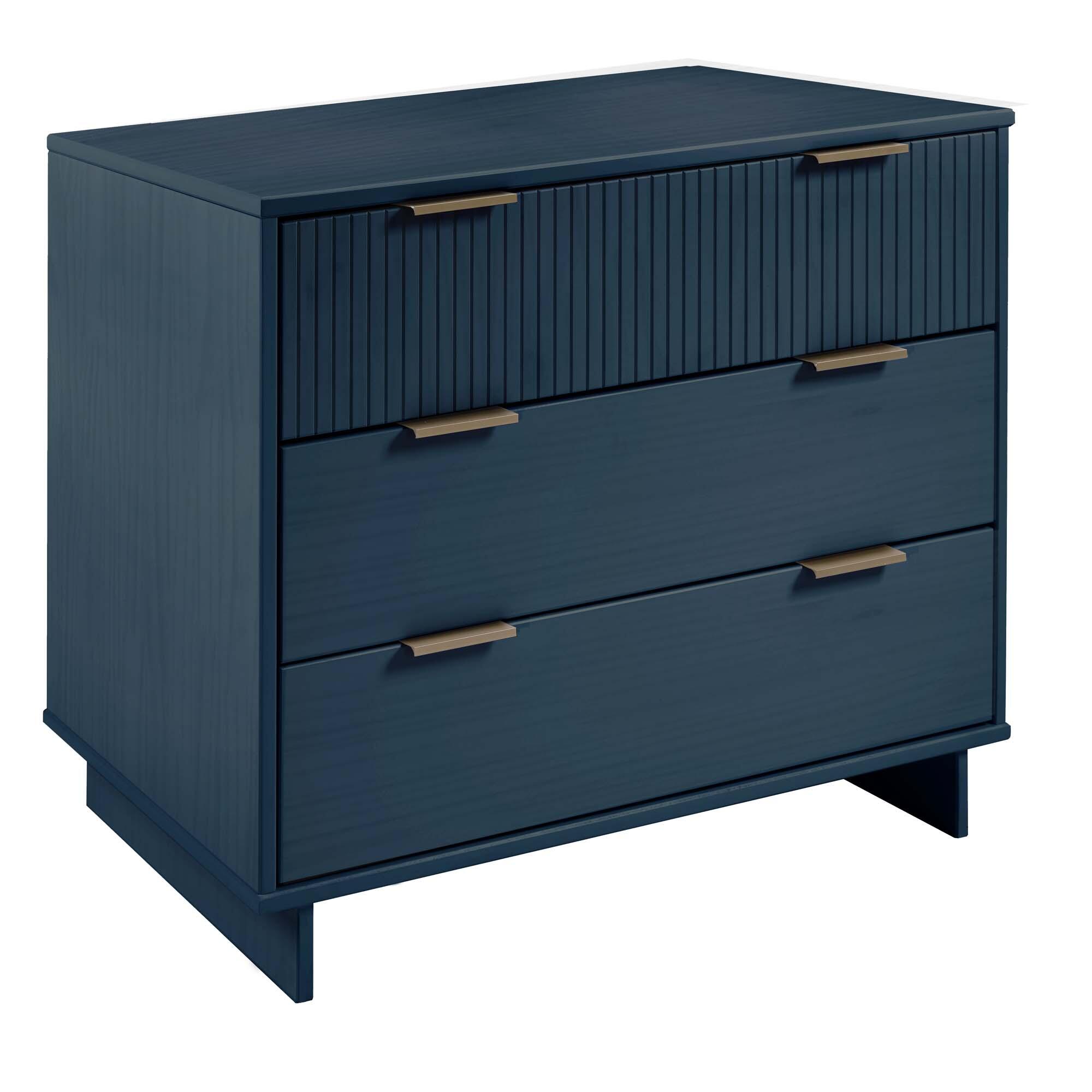 Manhattan Comfort Standard 38" 3 Drawer Dresser, Midnight Blue, large