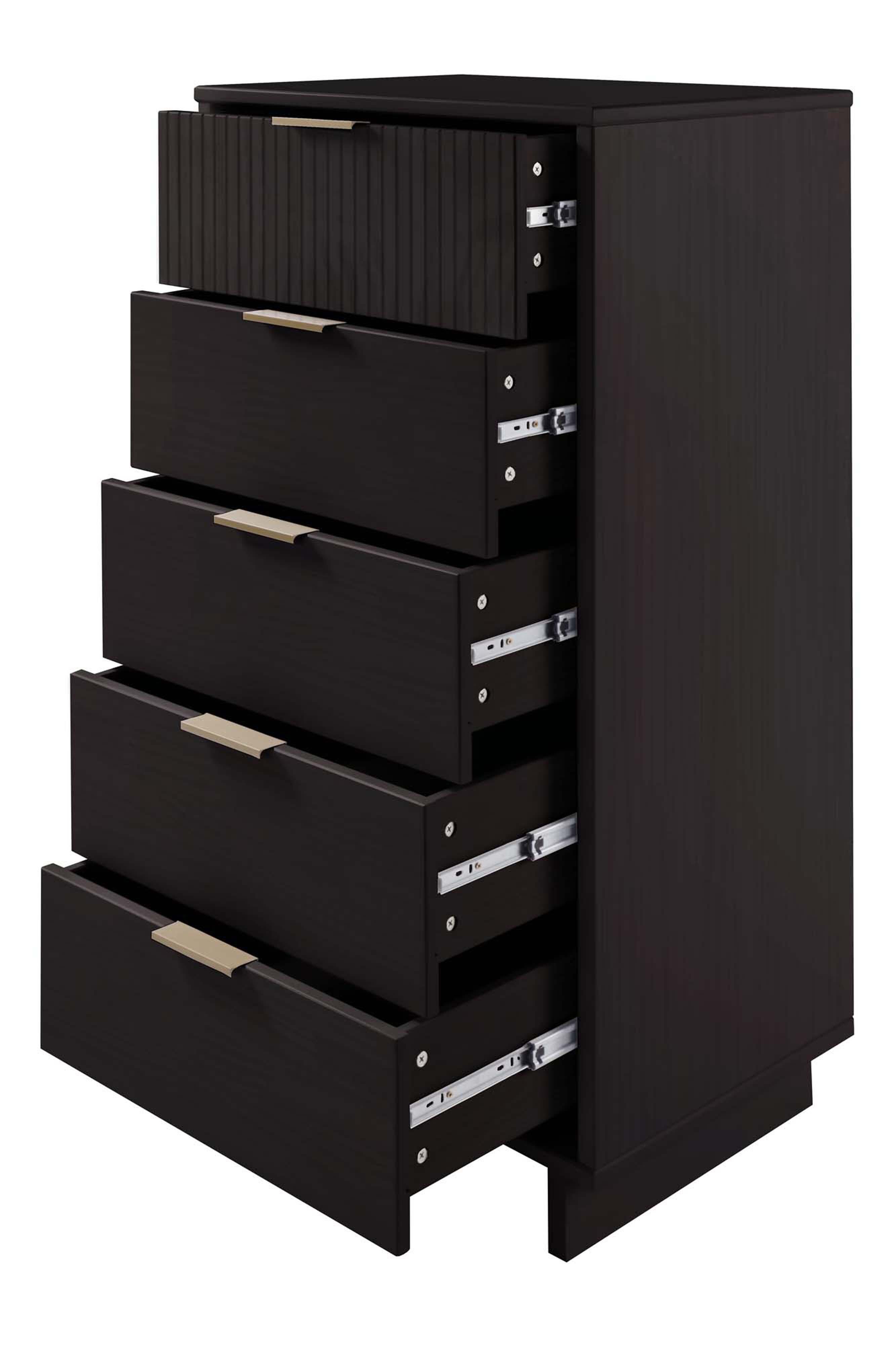 Manhattan Comfort 23" 5 Drawer Dresser, Black, large