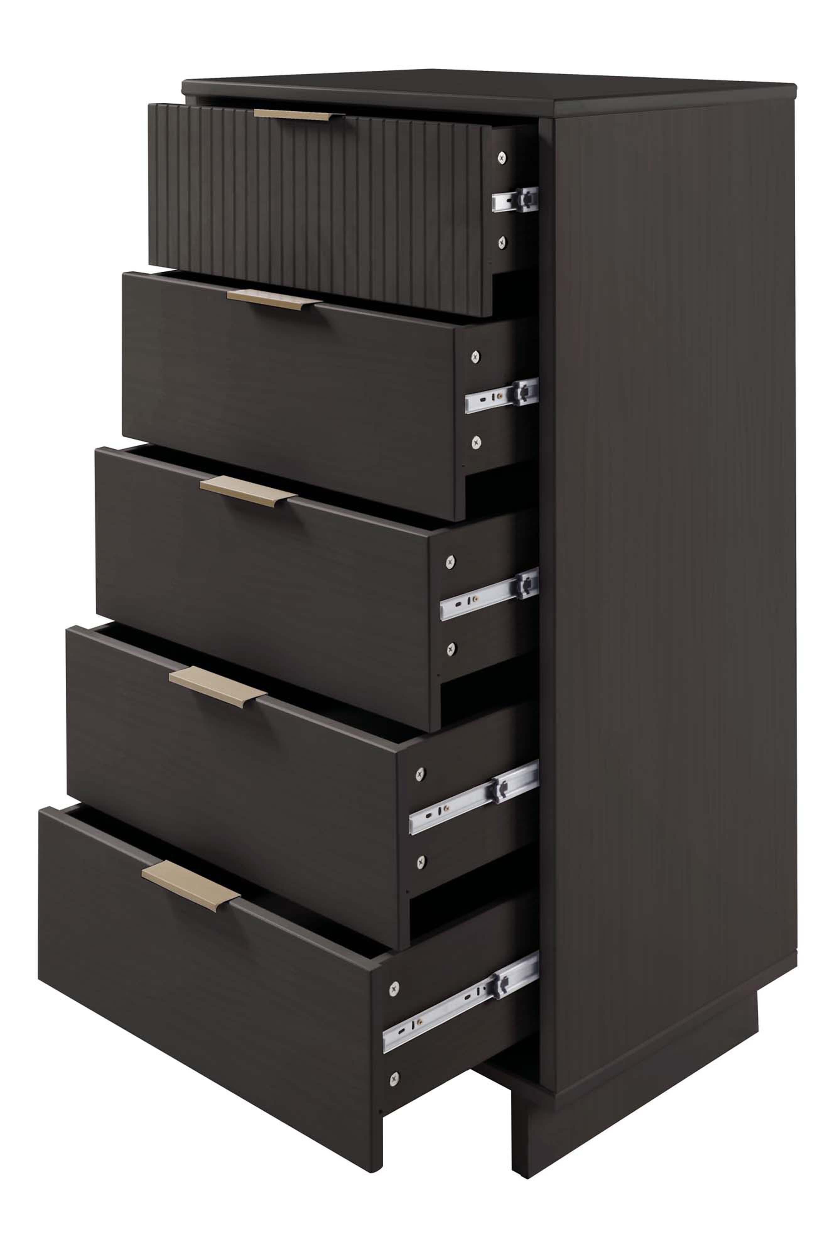 Manhattan Comfort 23" 5 Drawer Dresser, Dark Gray, large