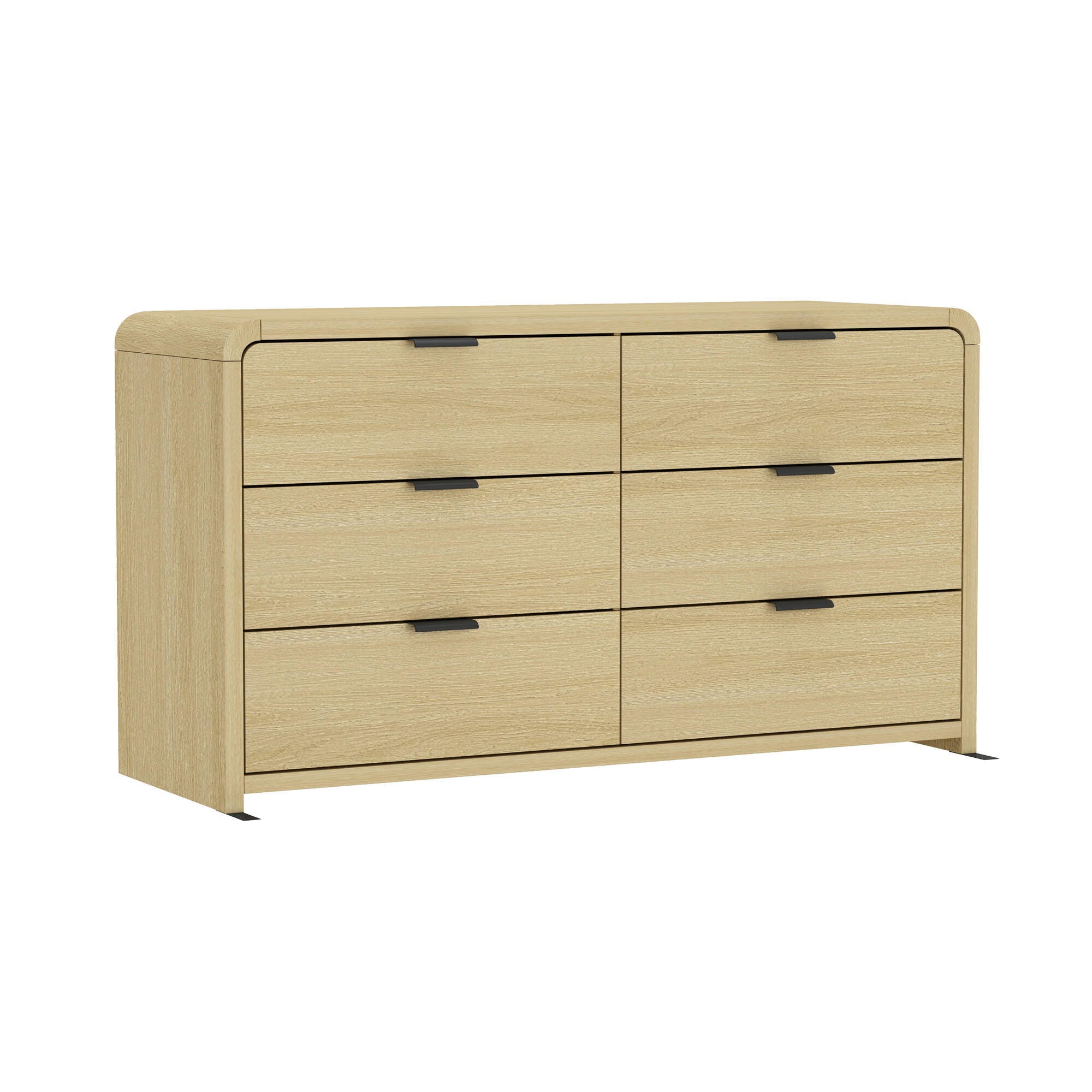 Manhattan Comfort Grace 60" 6 Drawers Double Dresser, Natural/Black, large