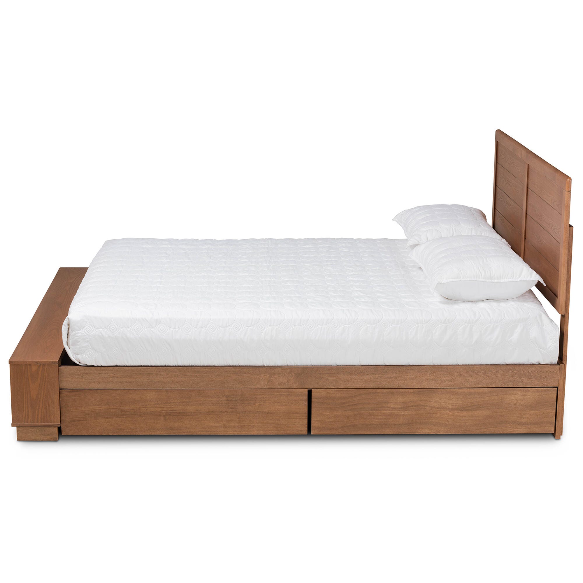 Baxton Studio Alba Full Platform Bed With Storage, Walnut, large