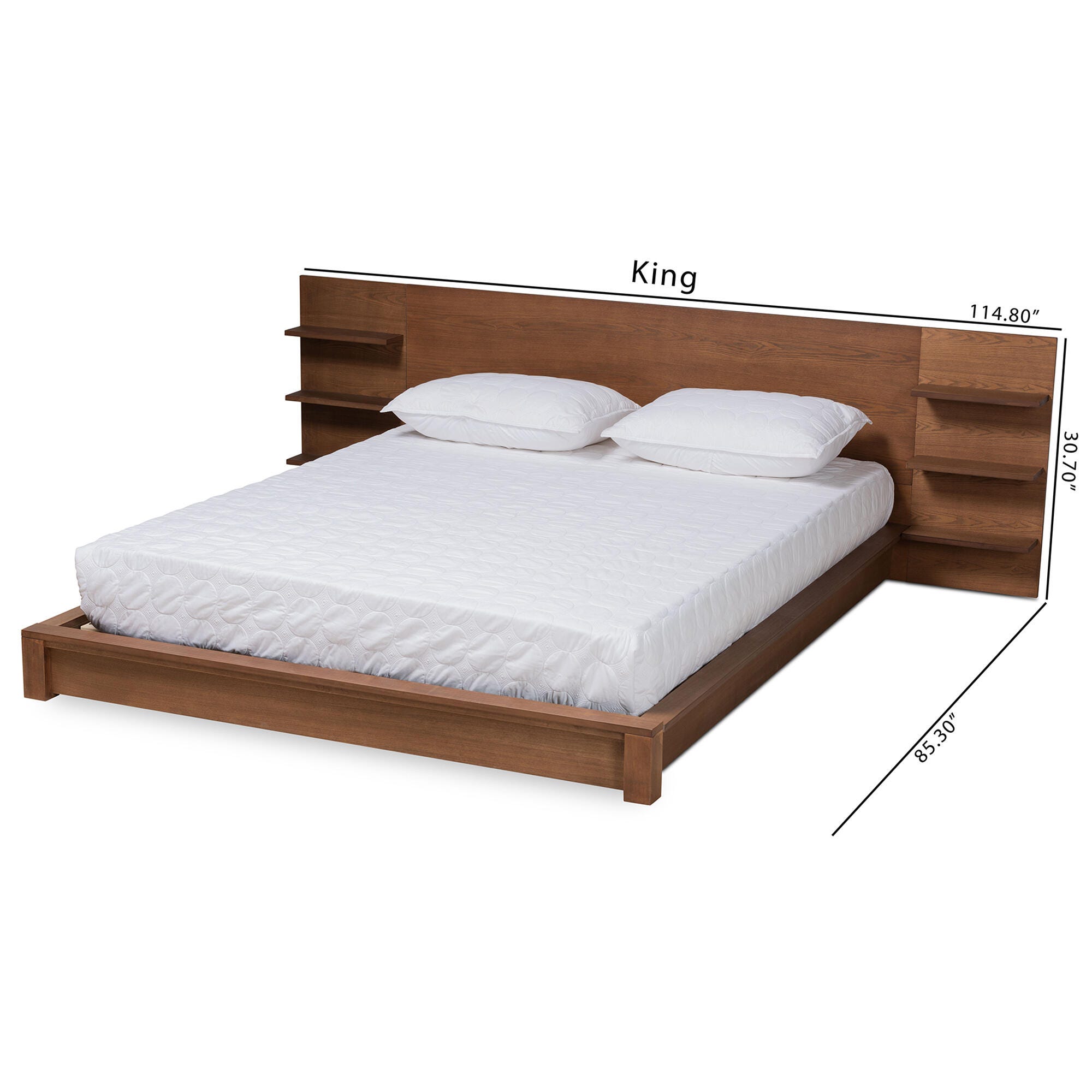Baxton Studio Elina King Platform Bed With Storage, , large