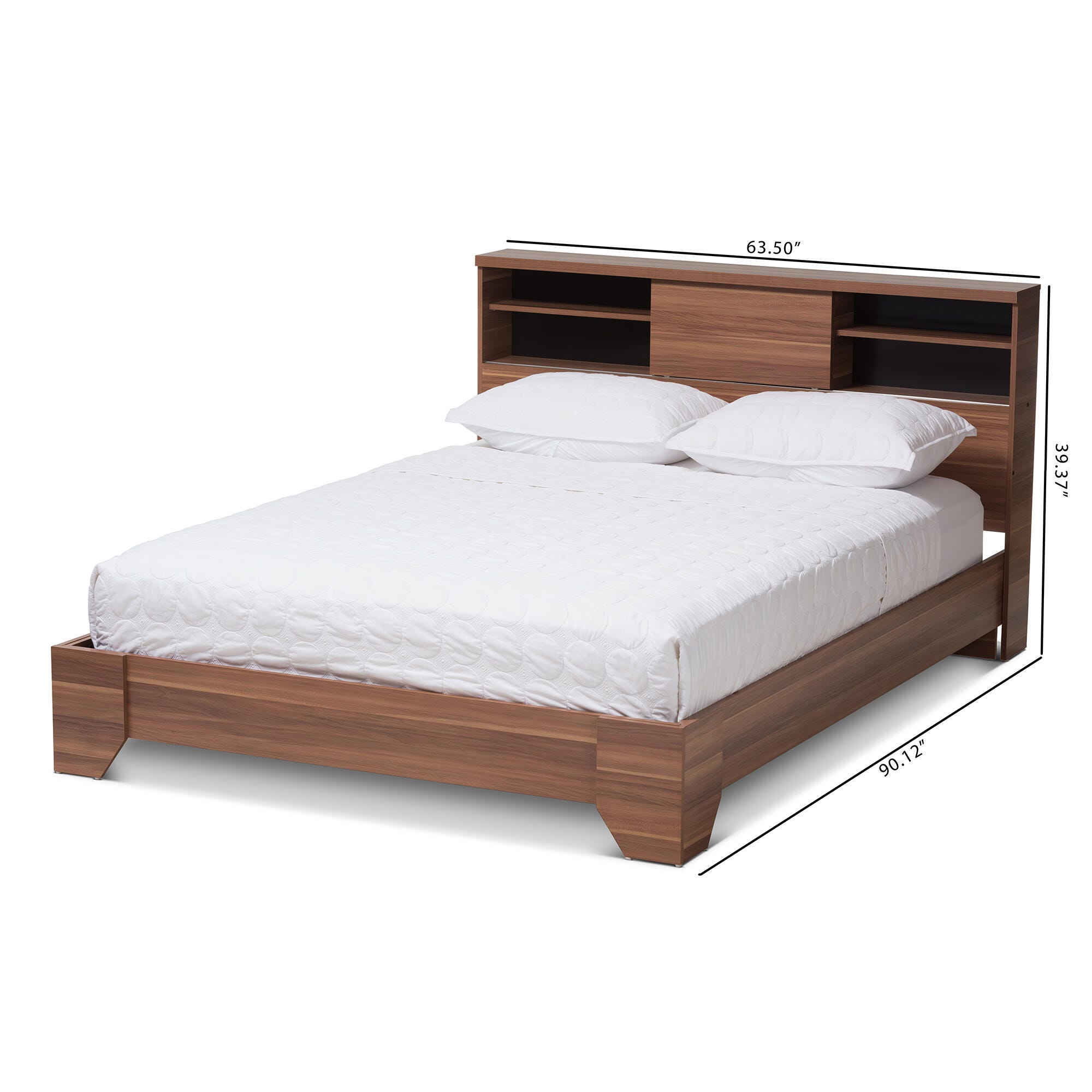 Baxton Studio Vanda Queen Platform Bed With Storage, , large