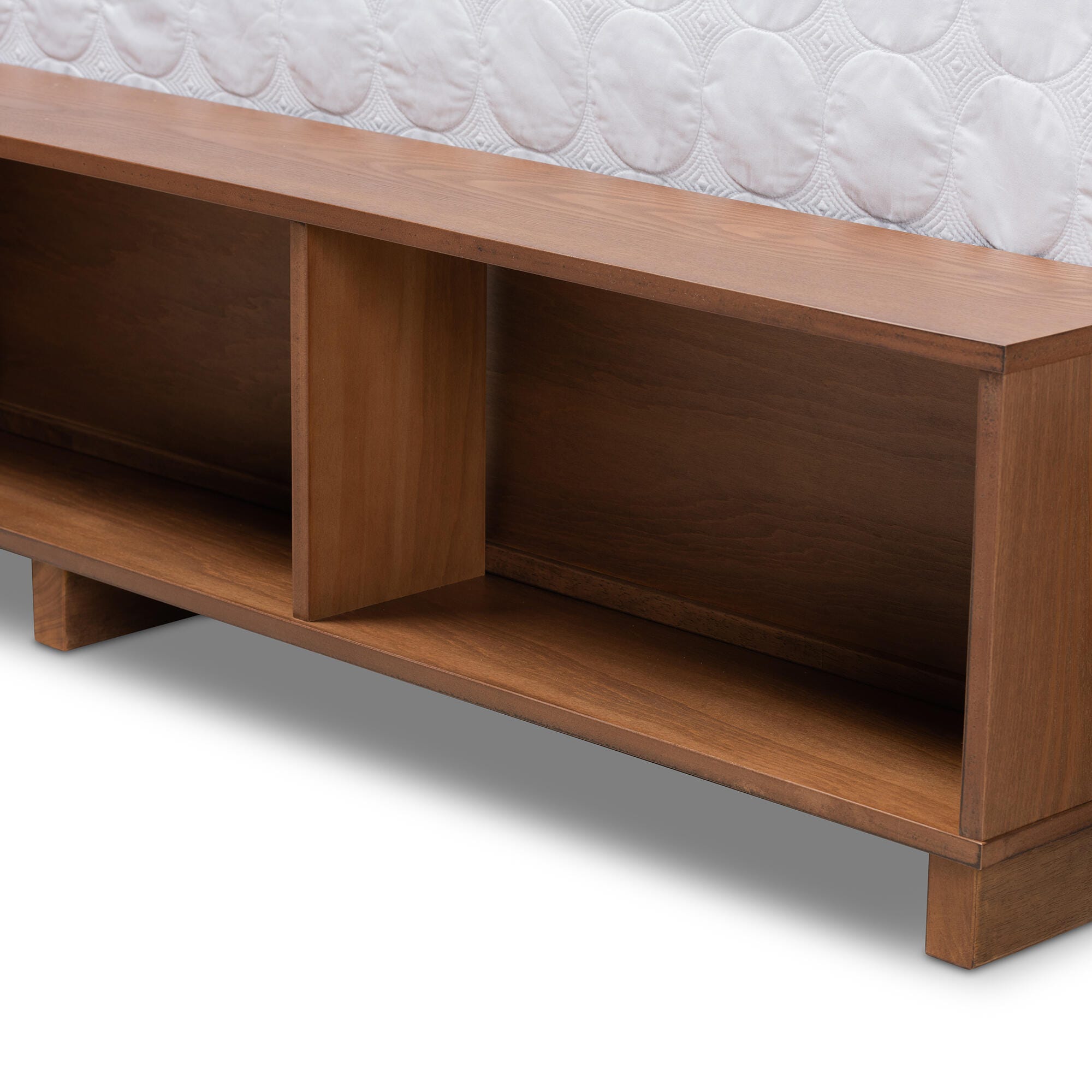 Baxton Studio Vita King Platform Bed With Storage, Walnut, large