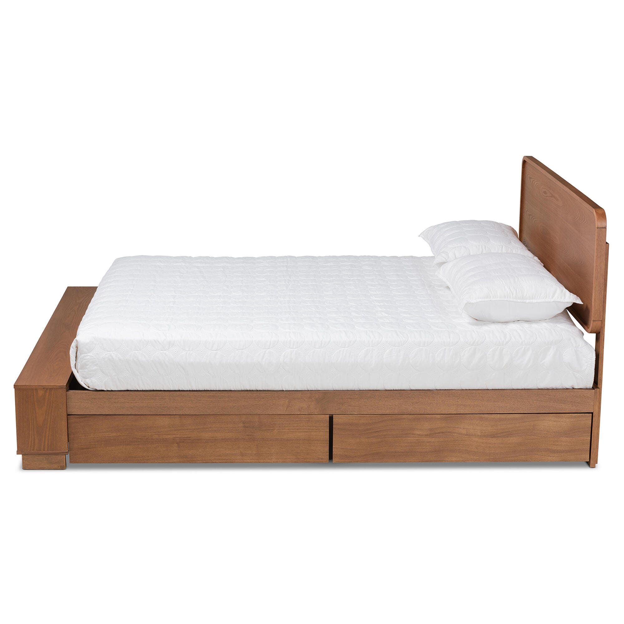 Baxton Studio Vita Queen Platform Bed With Storage, Walnut, large