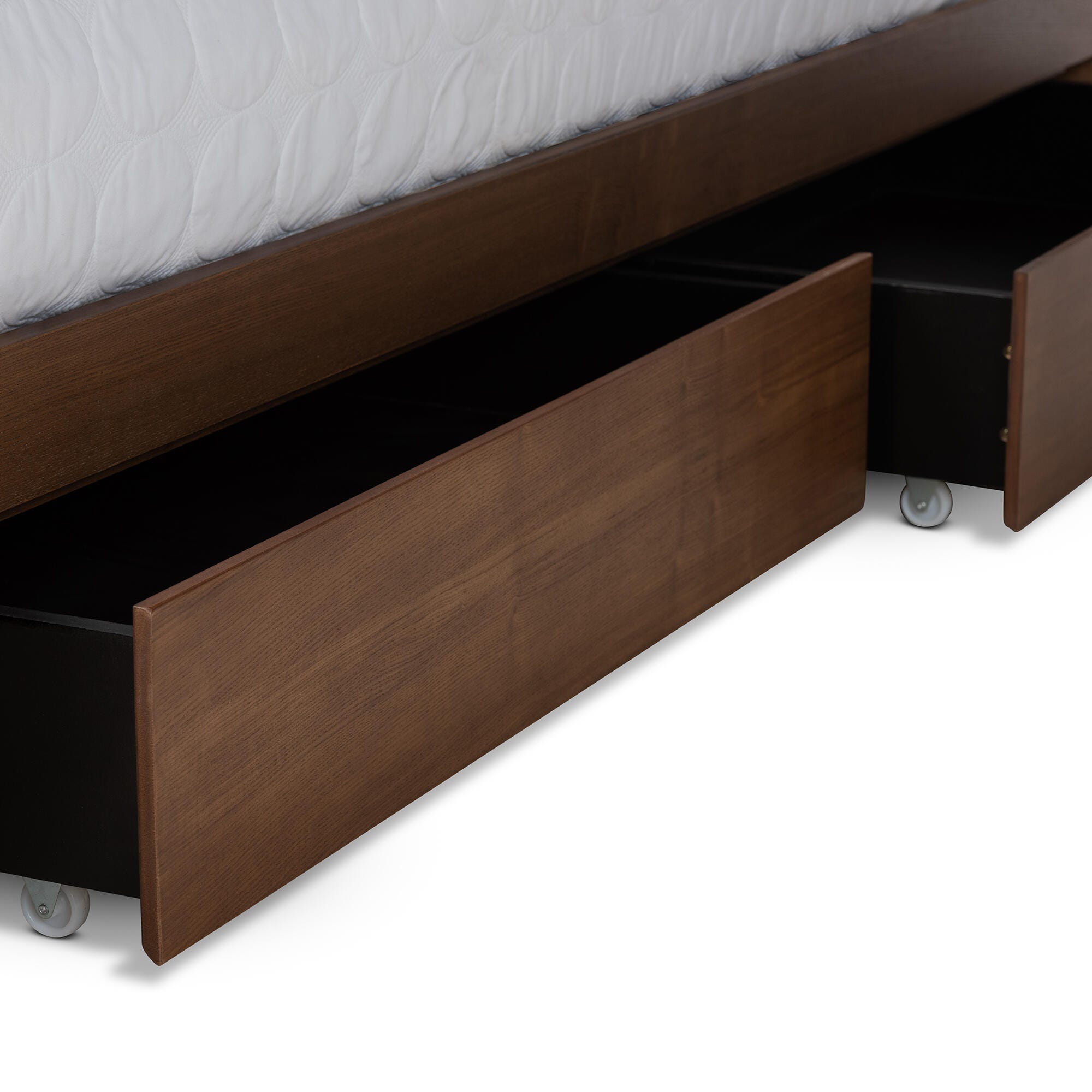 Baxton Studio Vita Queen Platform Bed With Storage, Walnut, large
