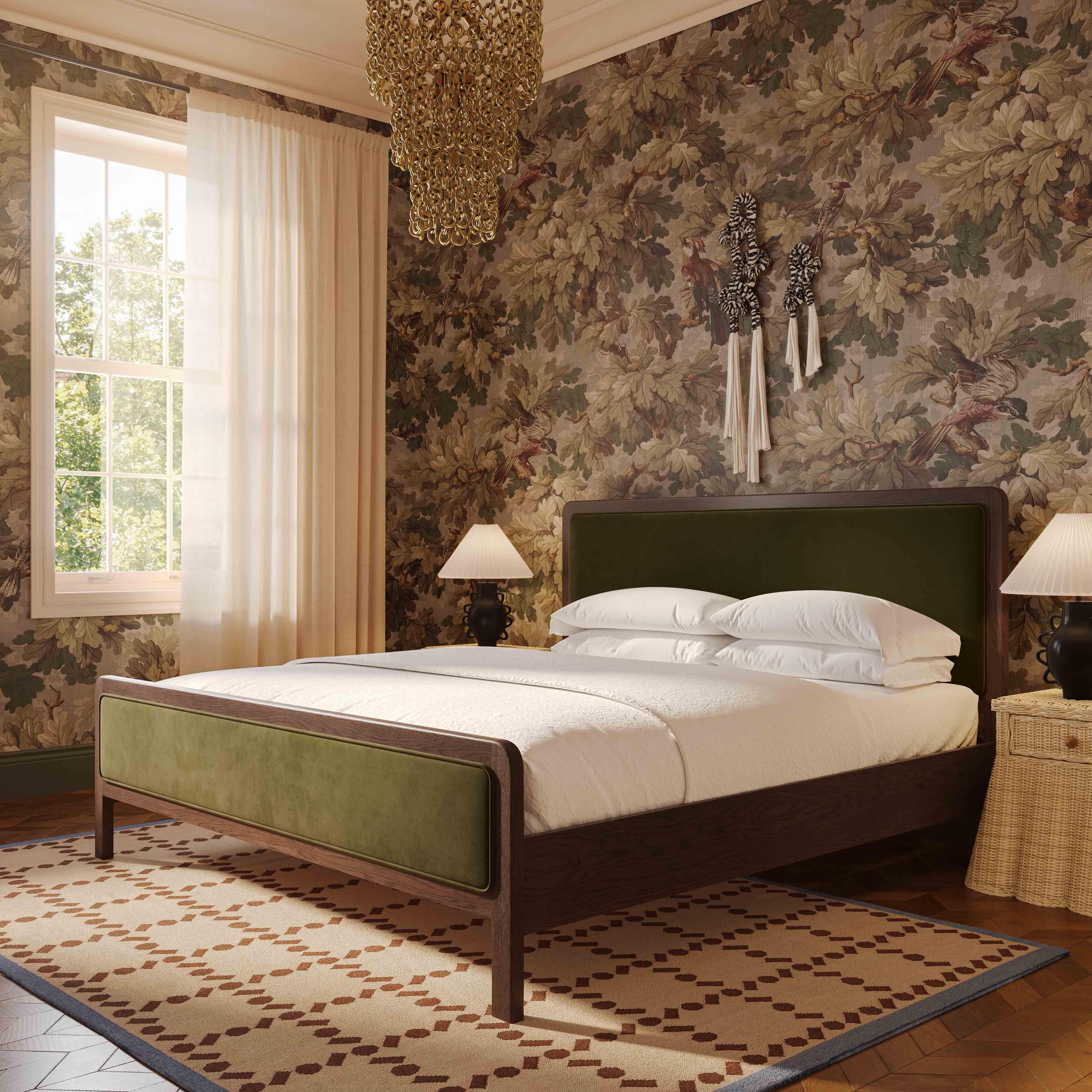 TOV Furniture Hella Queen Panel Bed, Forest Green, rollover