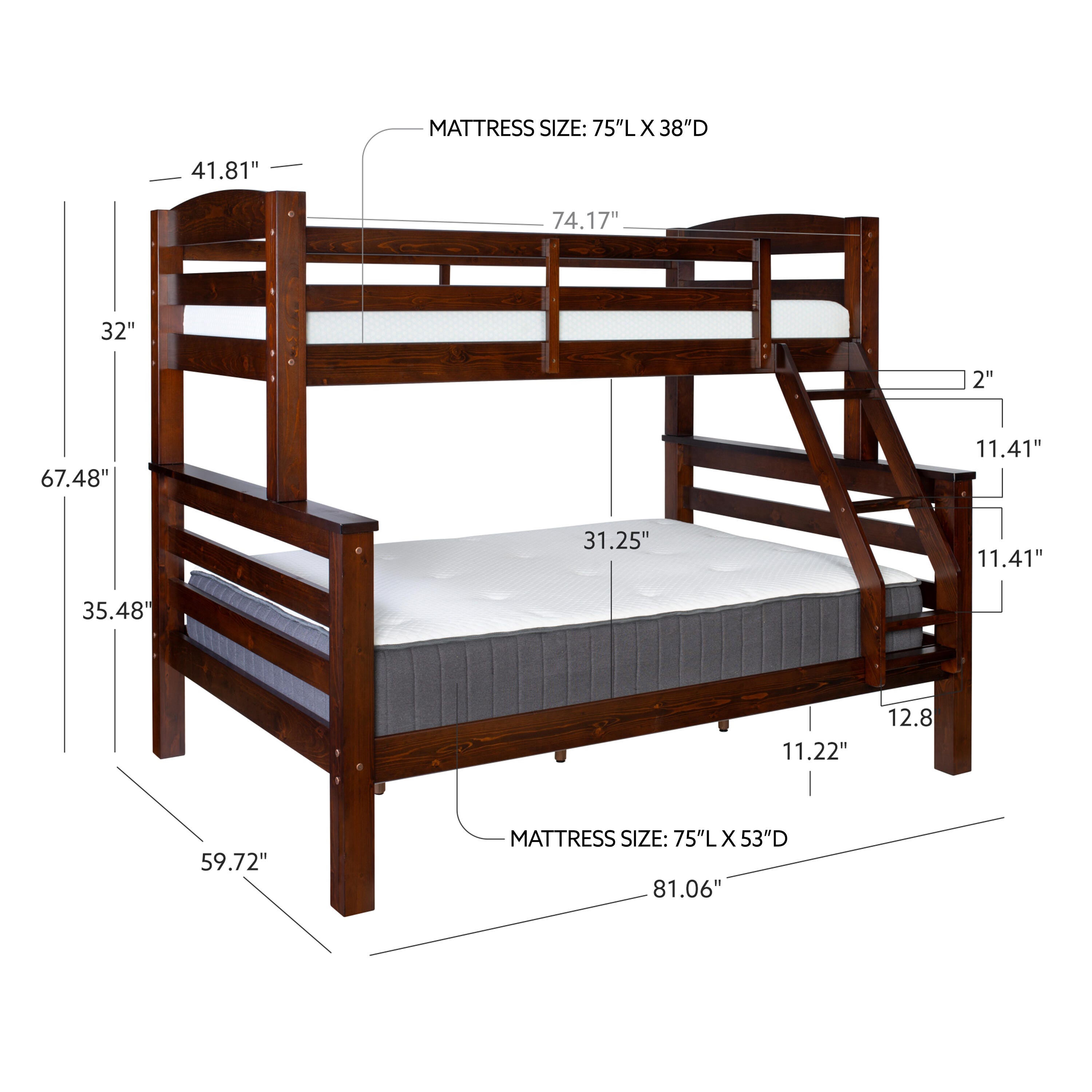 Linon Cale Twin Over Full Bunk Bed, Espresso, large