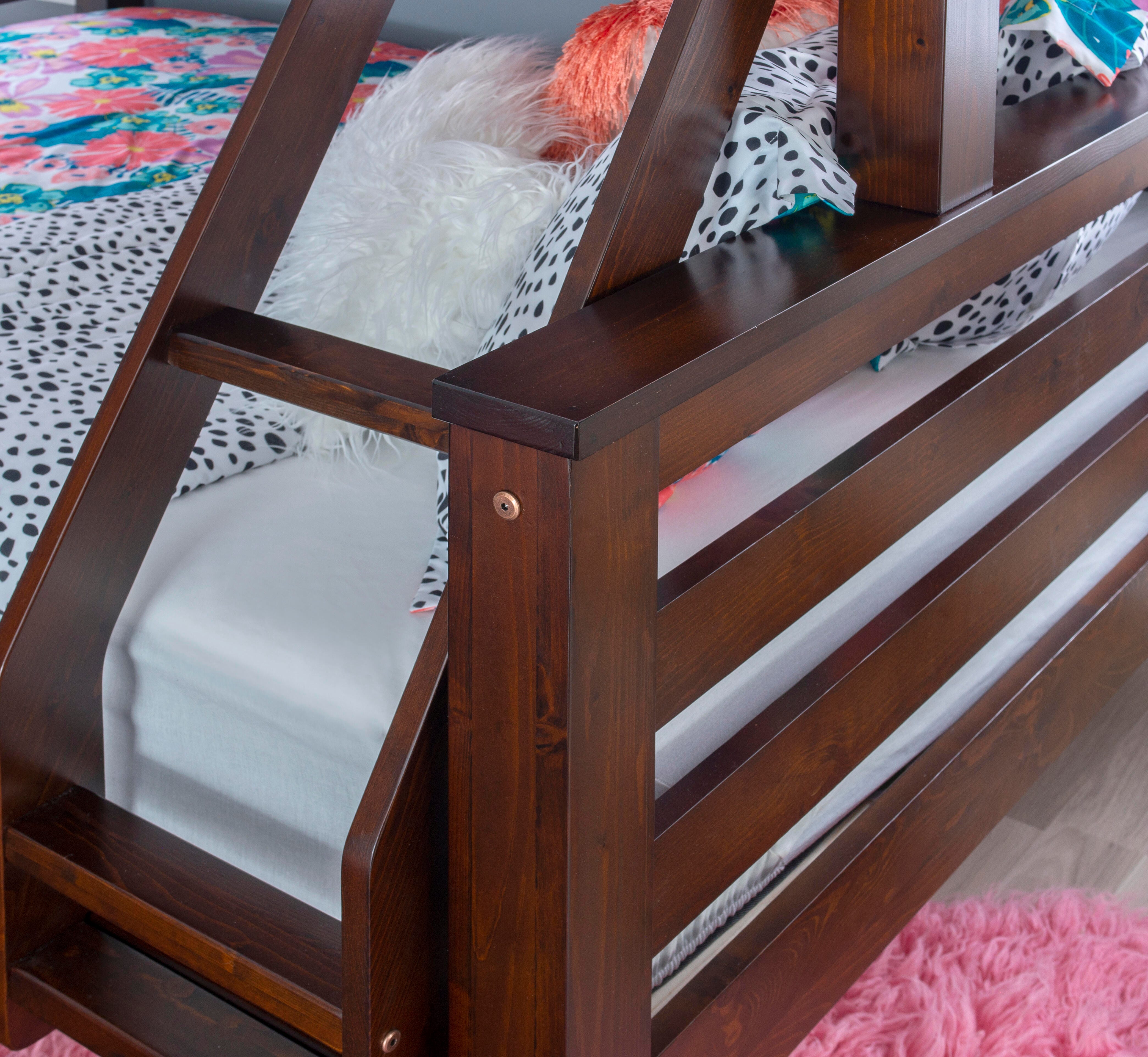 Linon Cale Twin Over Full Bunk Bed, Espresso, large