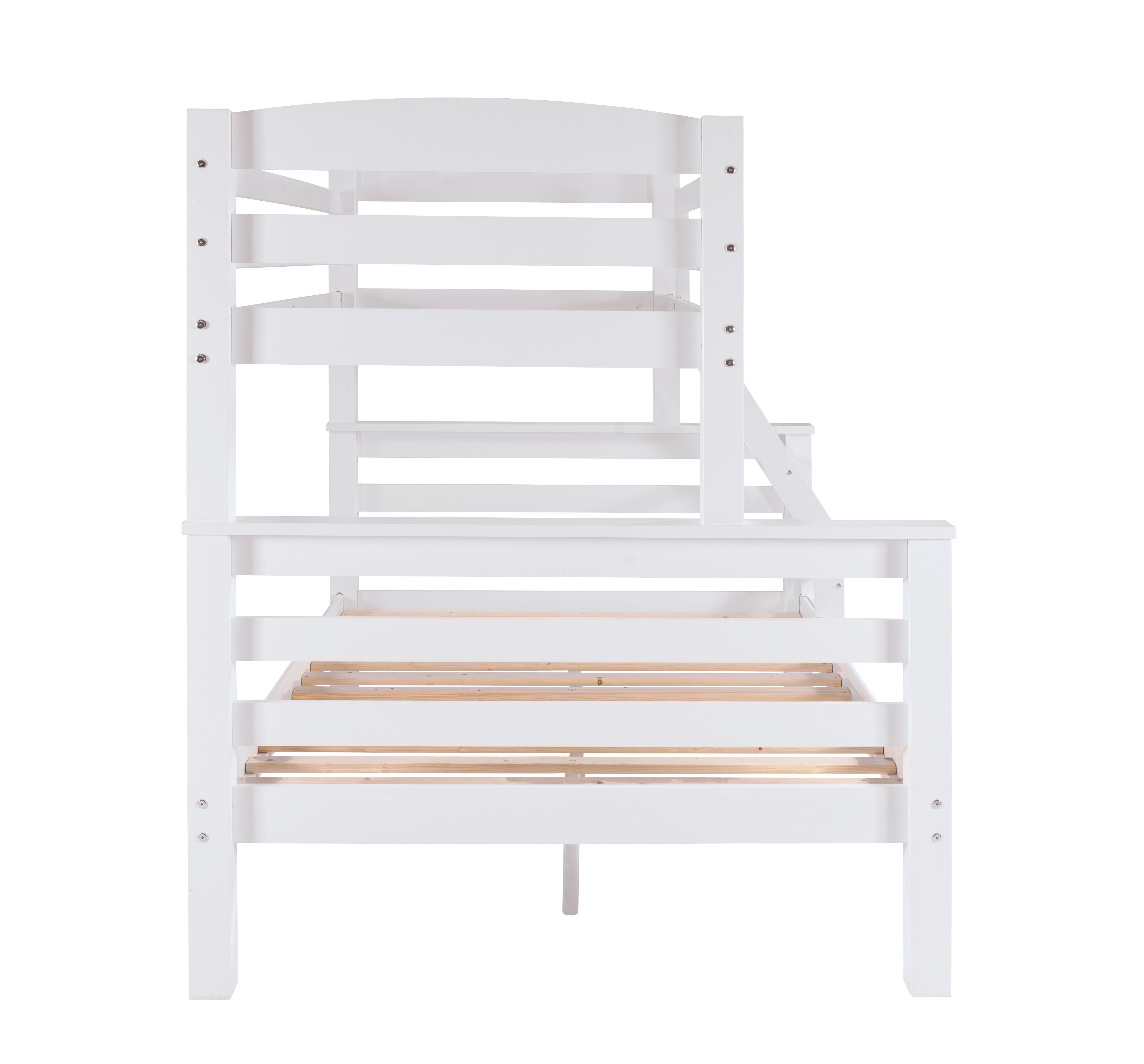 Linon Cale Twin Over Full Bunk Bed, White, large