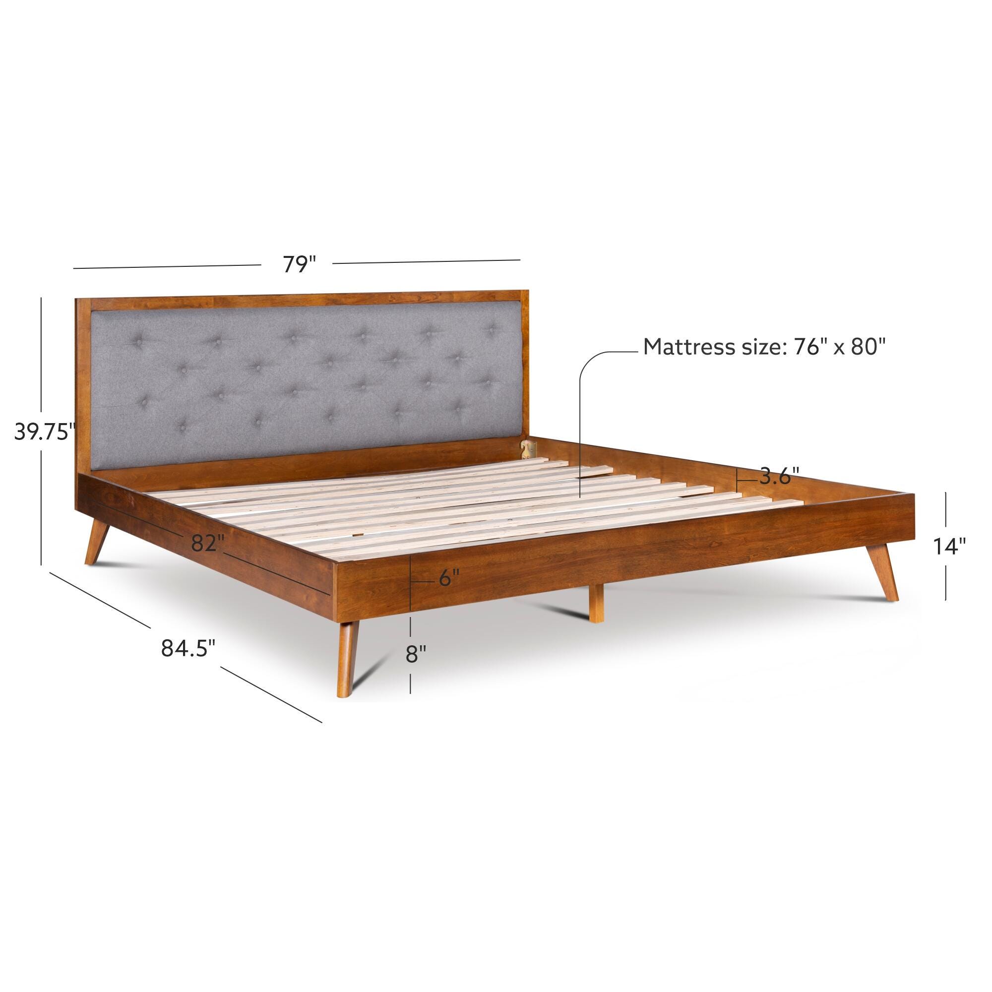 Linon Adair King Platform Bed, Brown/Gray, large