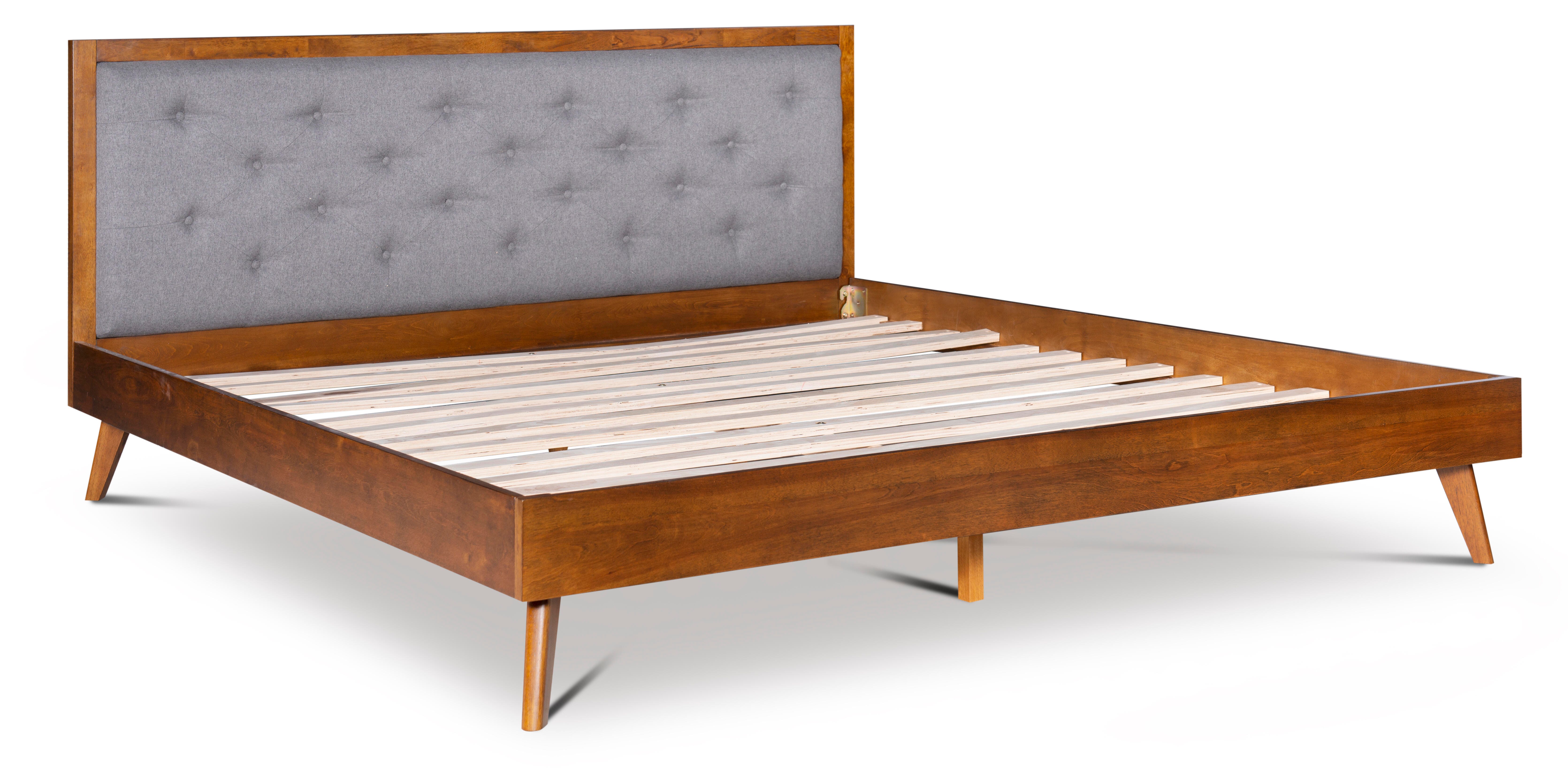Linon Adair King Platform Bed, Brown/Gray, large
