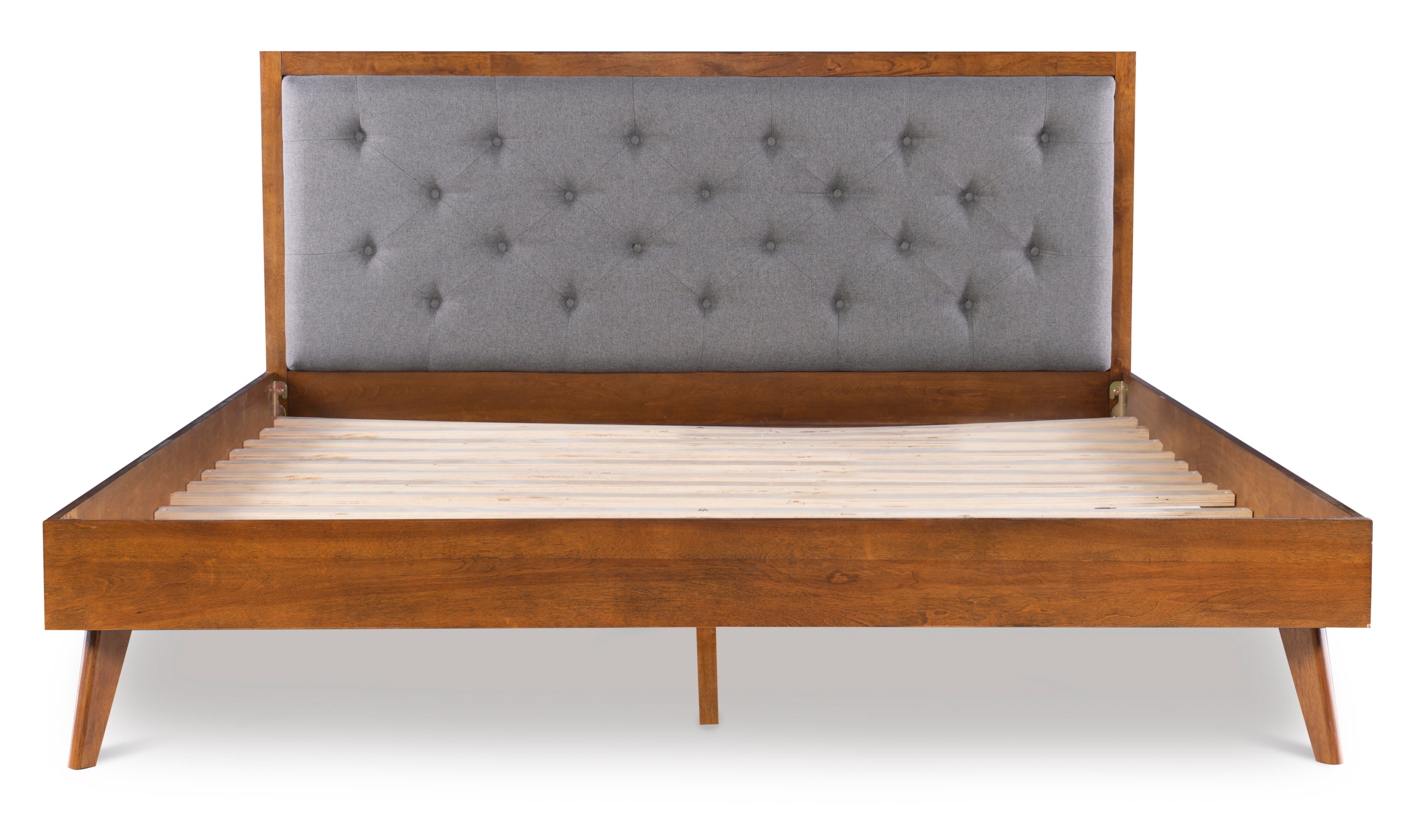 Linon Adair King Platform Bed, Brown/Gray, large