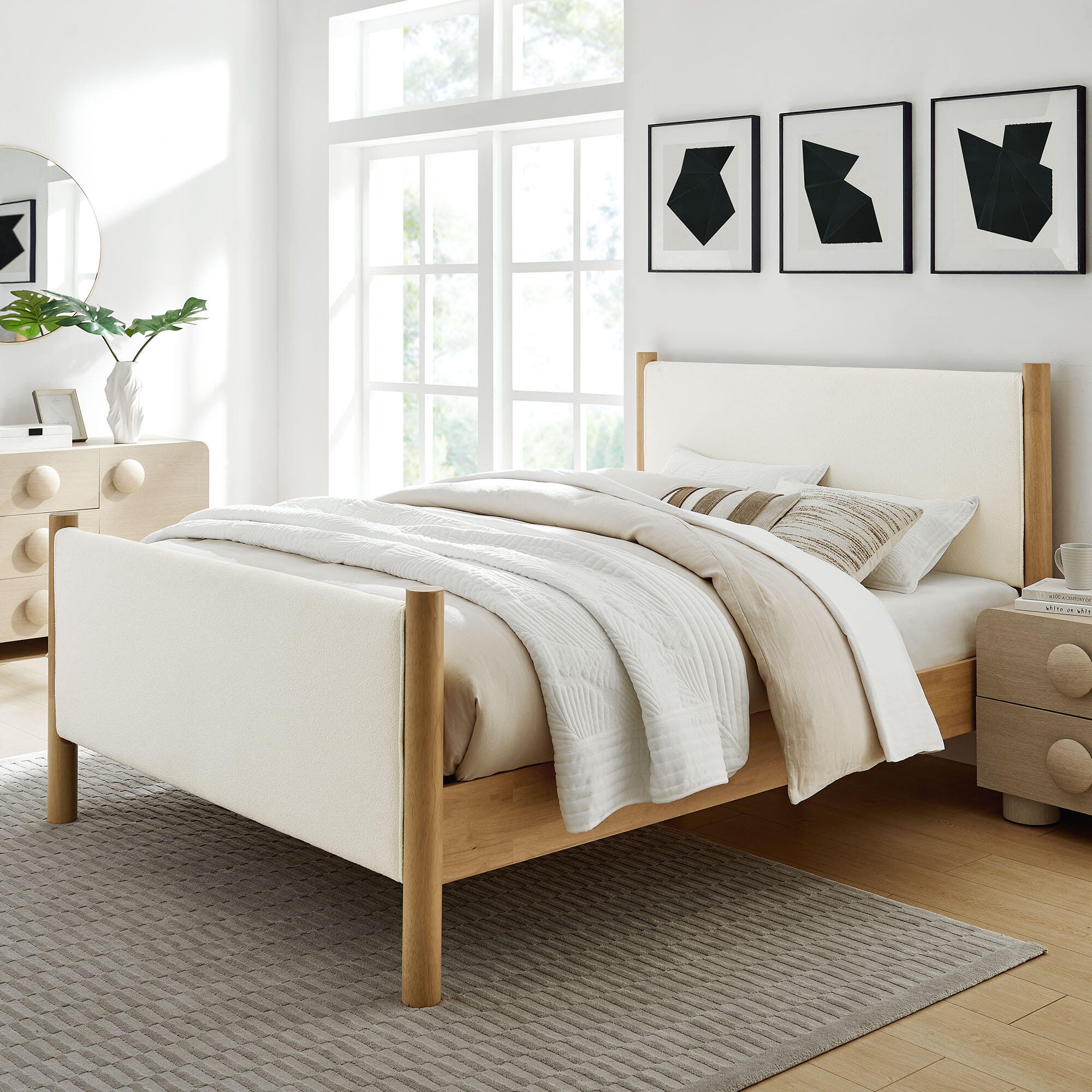 Modway Maven Full Platform Bed, Feather White/Oak, large