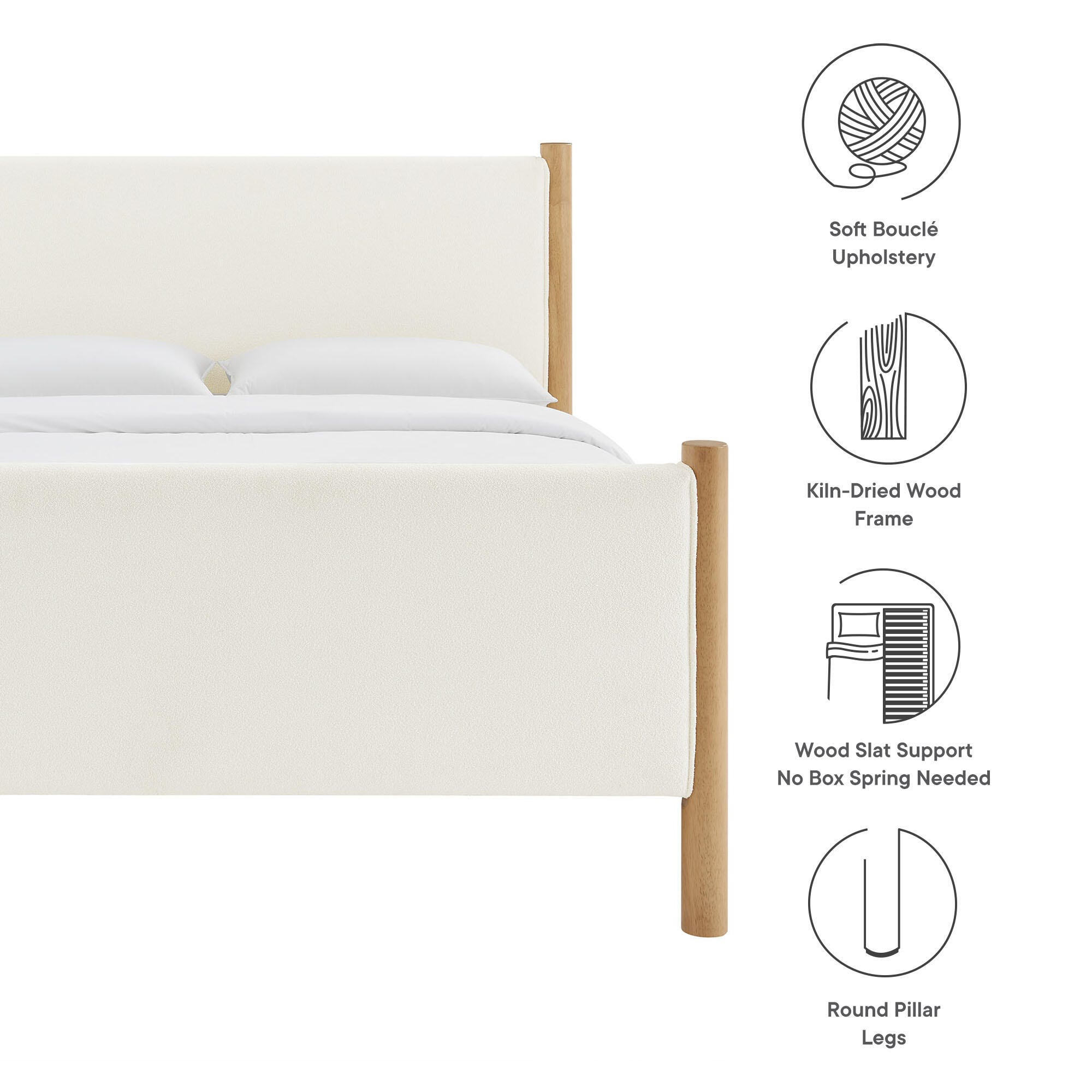 Modway Maven Full Platform Bed, Feather White/Oak, large