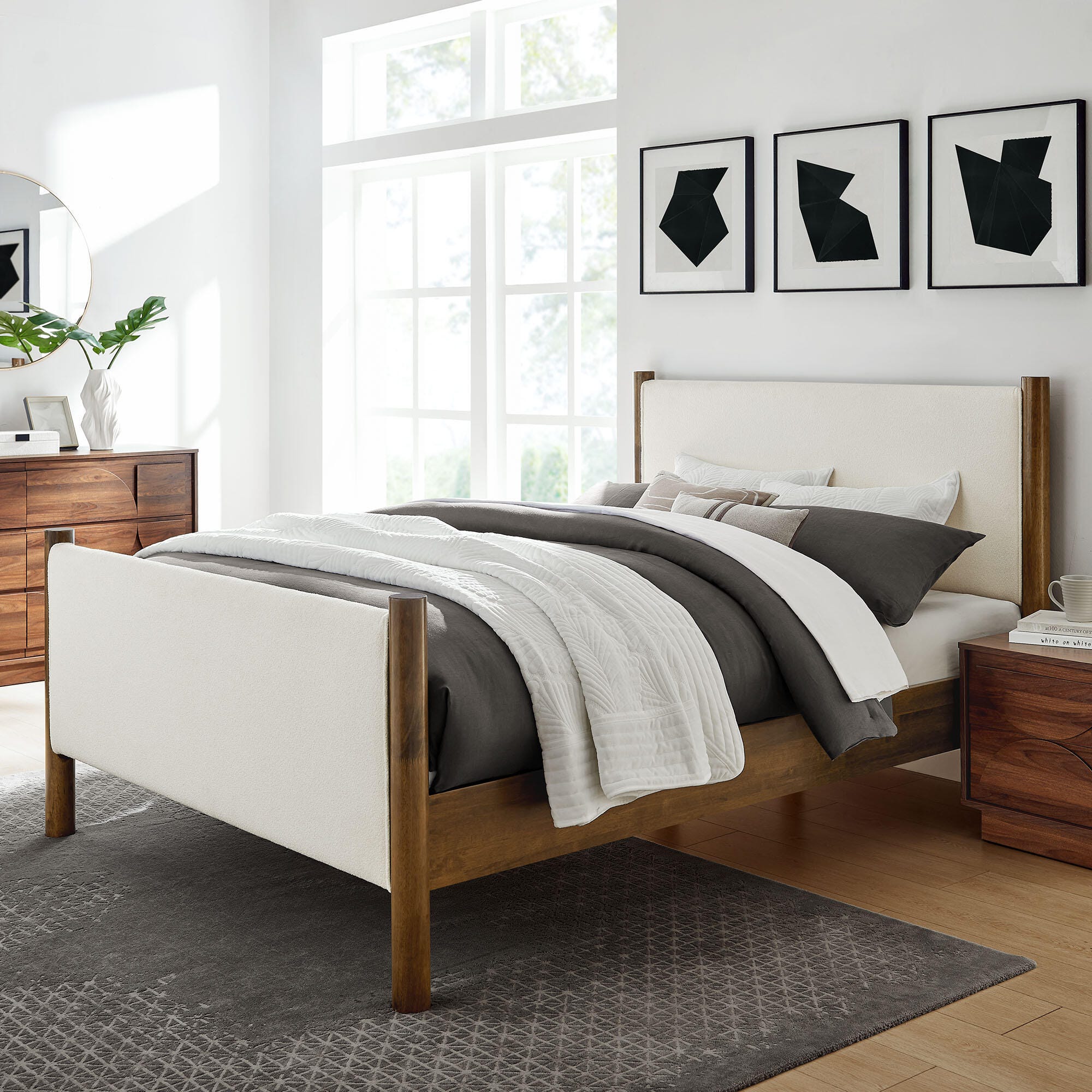 Modway Maven Full Platform Bed, Feather White/Walnut, large