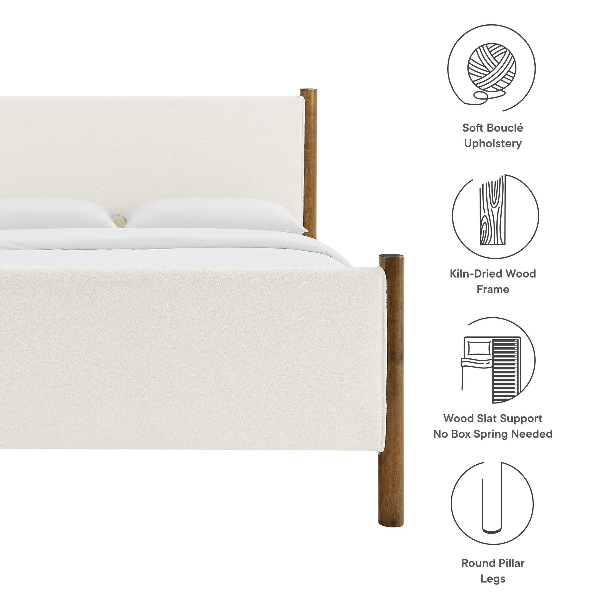 Modway Maven Full Platform Bed, Feather White/Walnut, large