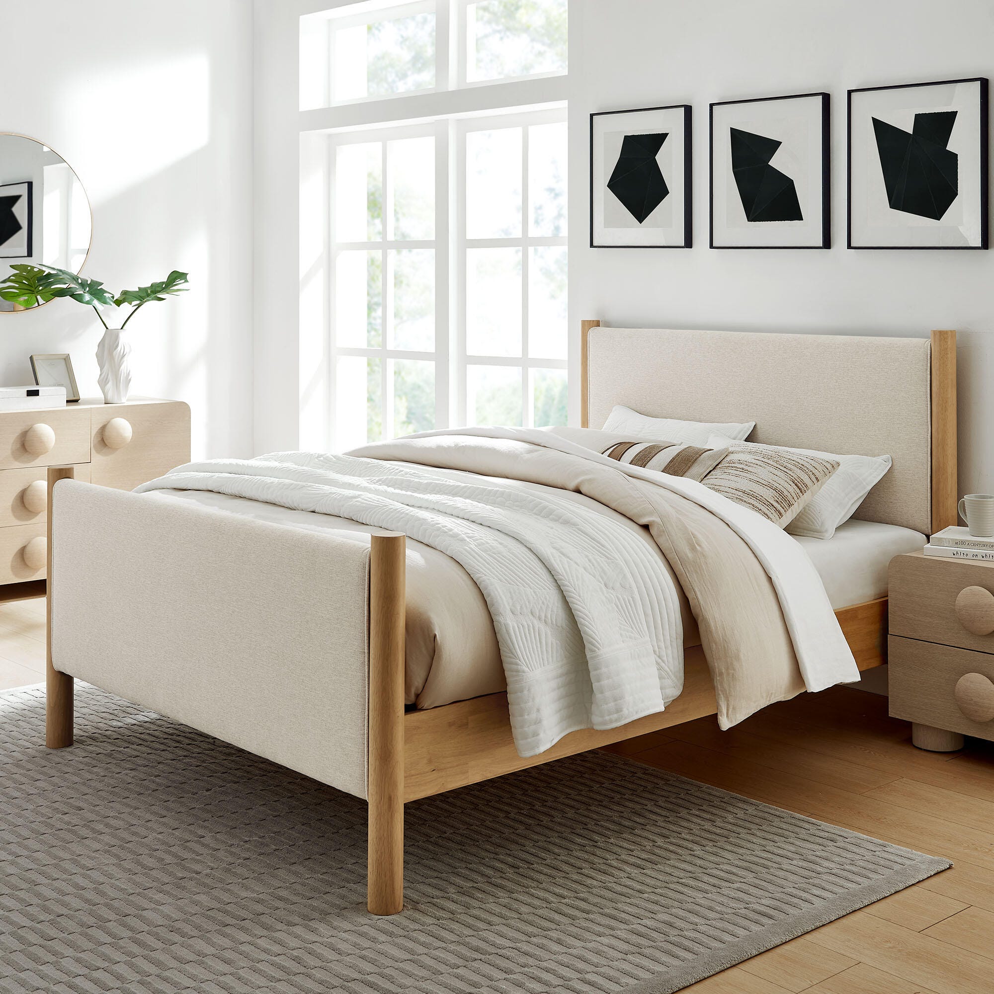 Modway Maven Full Platform Bed, Ivory/Oak, large