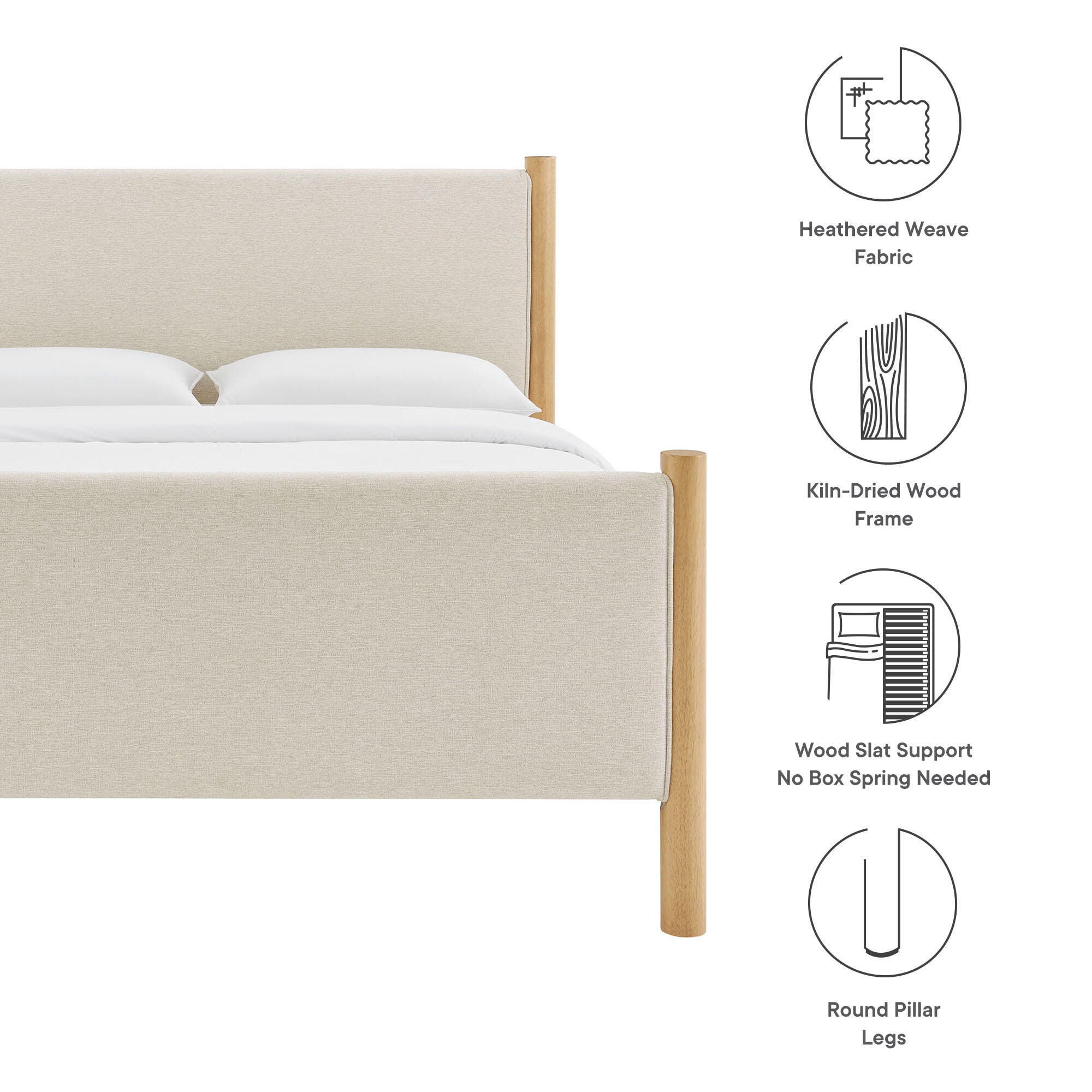 Modway Maven Full Platform Bed, Ivory/Oak, large