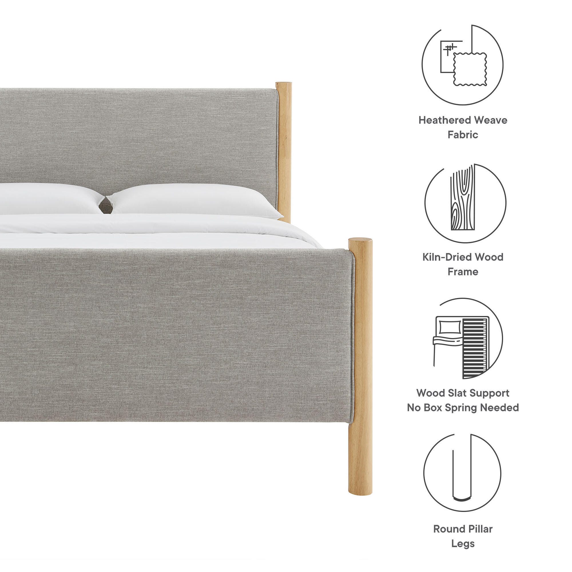 Modway Maven Full Platform Bed, Gray/Oak, large