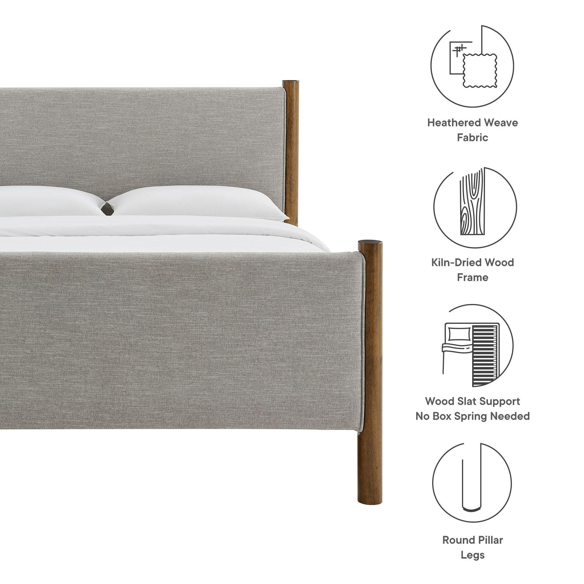 Modway Maven Full Platform Bed, Wheat Walnut/Brown, large