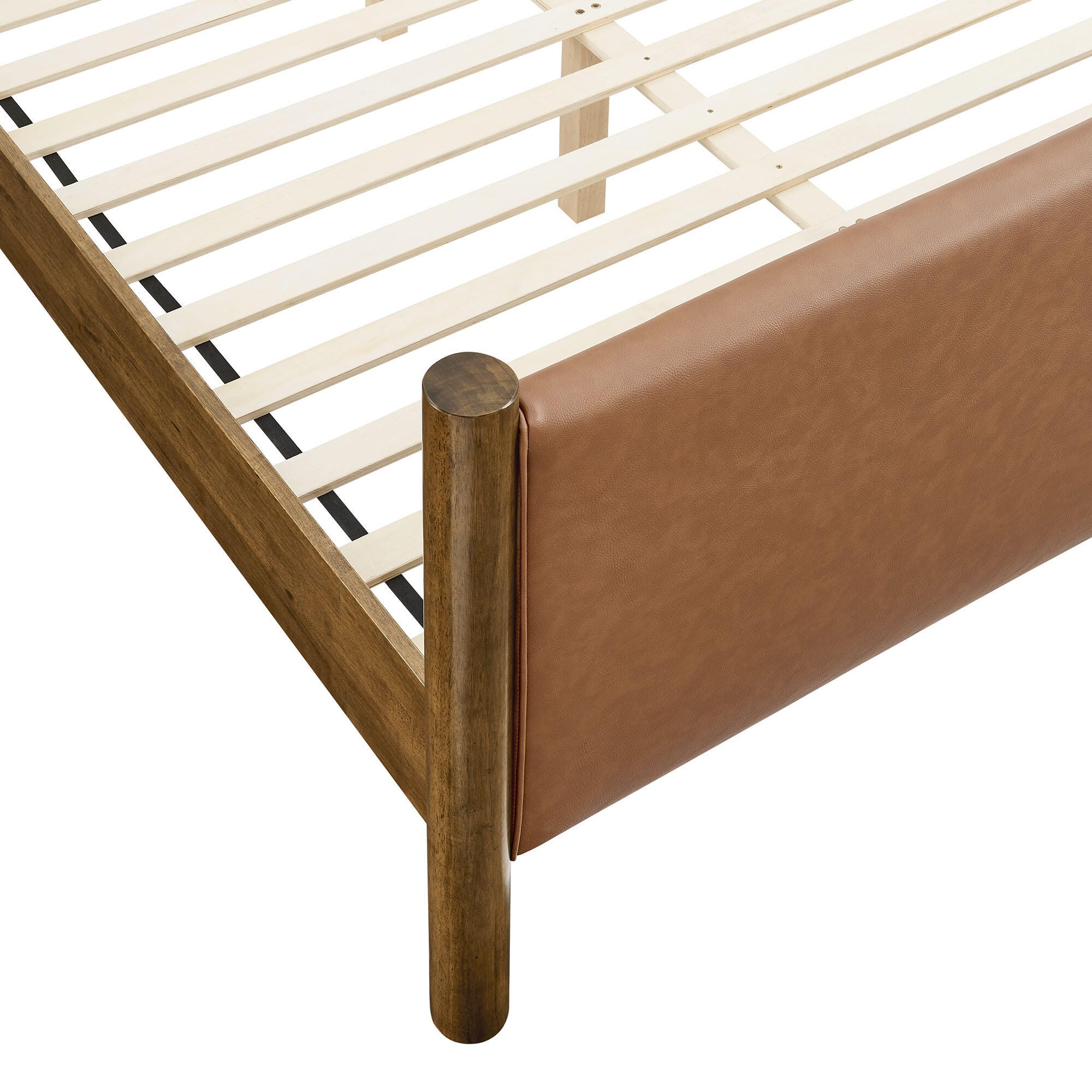 Modway Maven Solid Full Platform Bed, Tan/Walnut, large