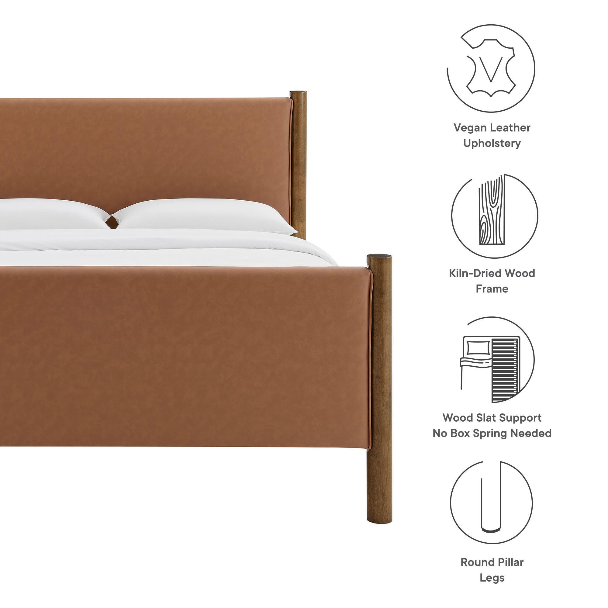 Modway Maven Solid Full Platform Bed, Tan/Walnut, large