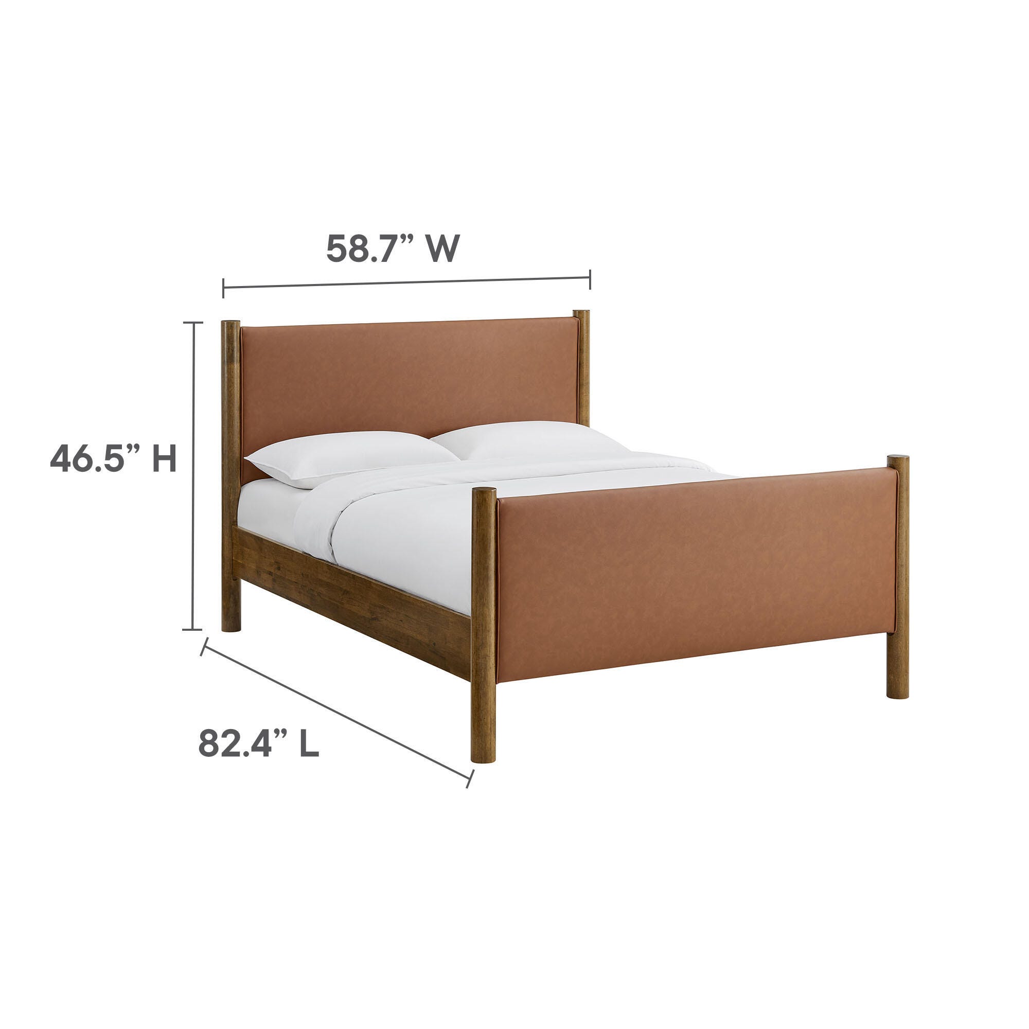 Modway Maven Solid Full Platform Bed, Tan/Walnut, large