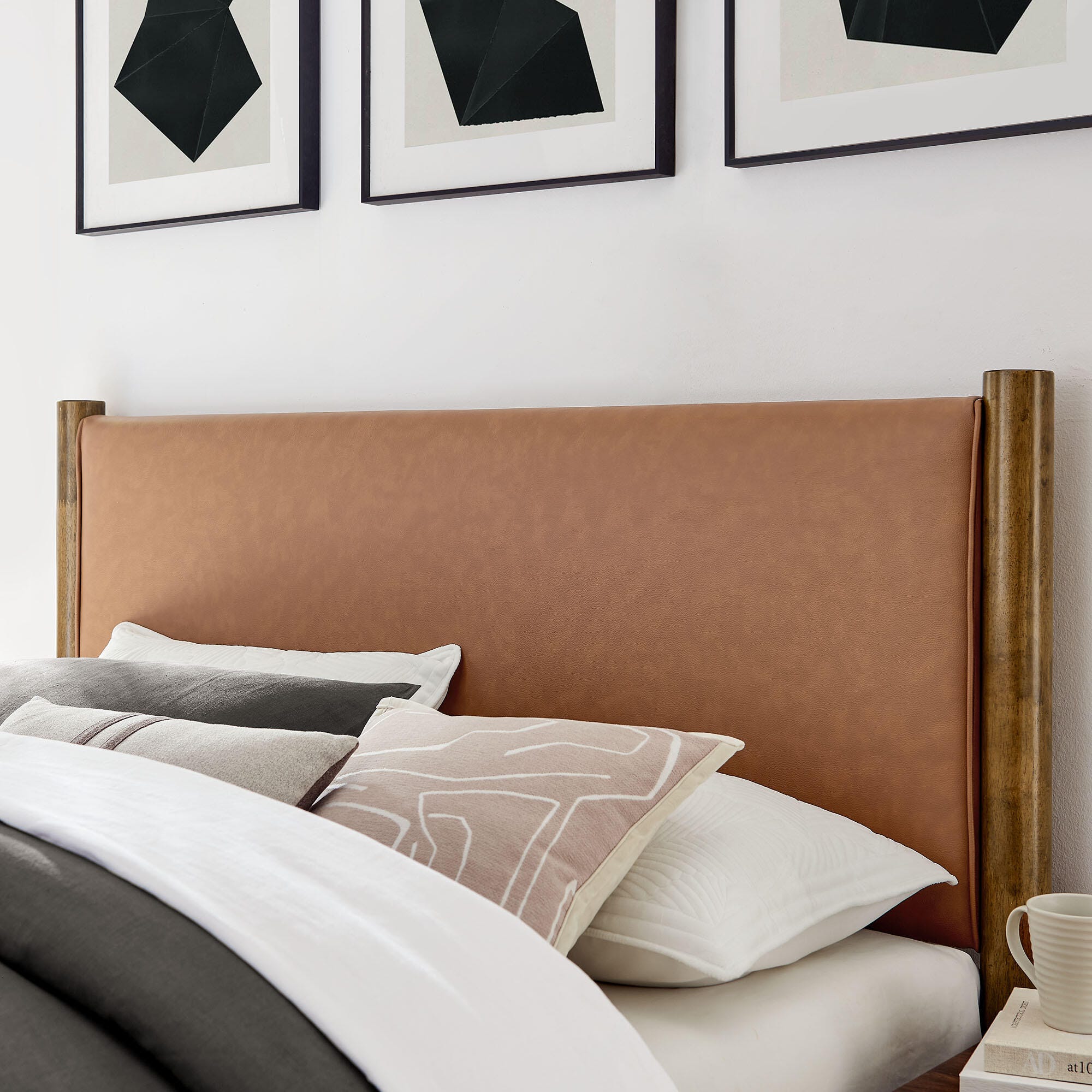 Modway Maven Solid Full Platform Bed, Tan/Walnut, large