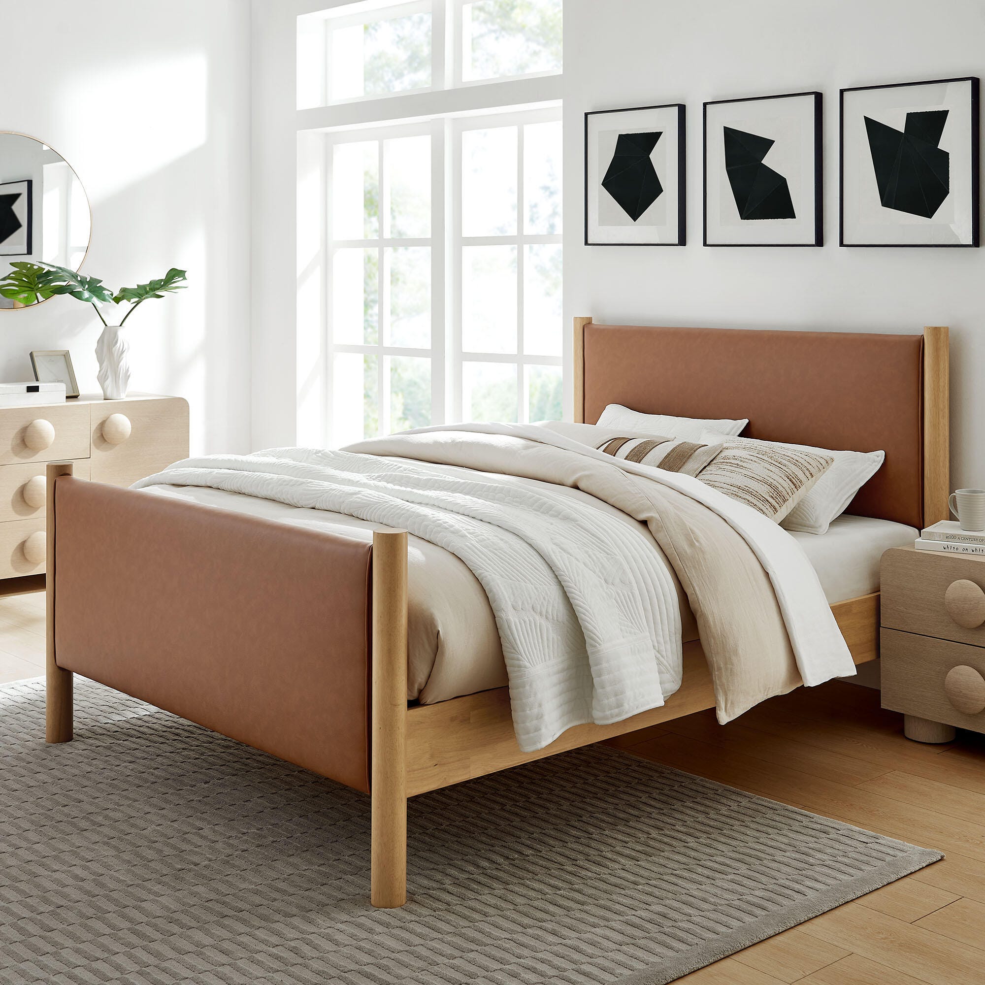 Modway Maven Solid Full Platform Bed, Tan/Oak, large
