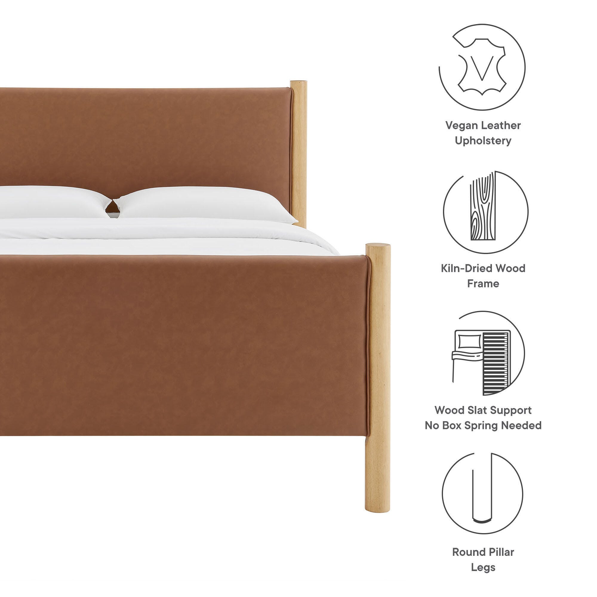 Modway Maven Solid Full Platform Bed, Tan/Oak, large