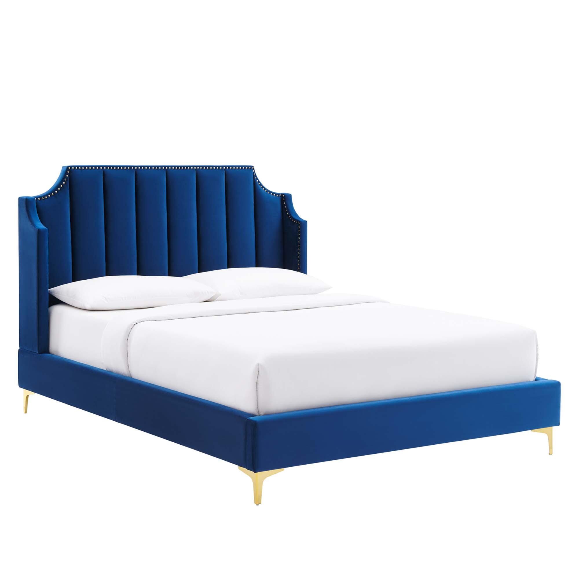 Modway Daniella Queen Platform Bed, Navy, large