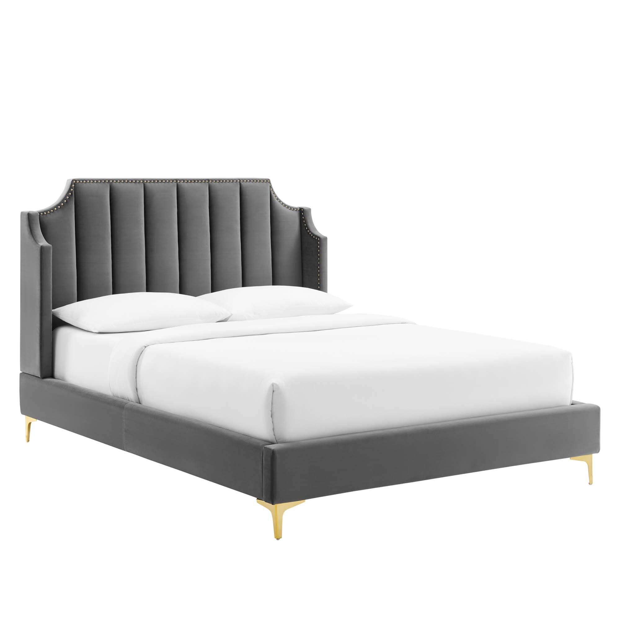 Modway Daniella Queen Platform Bed, Gray, large