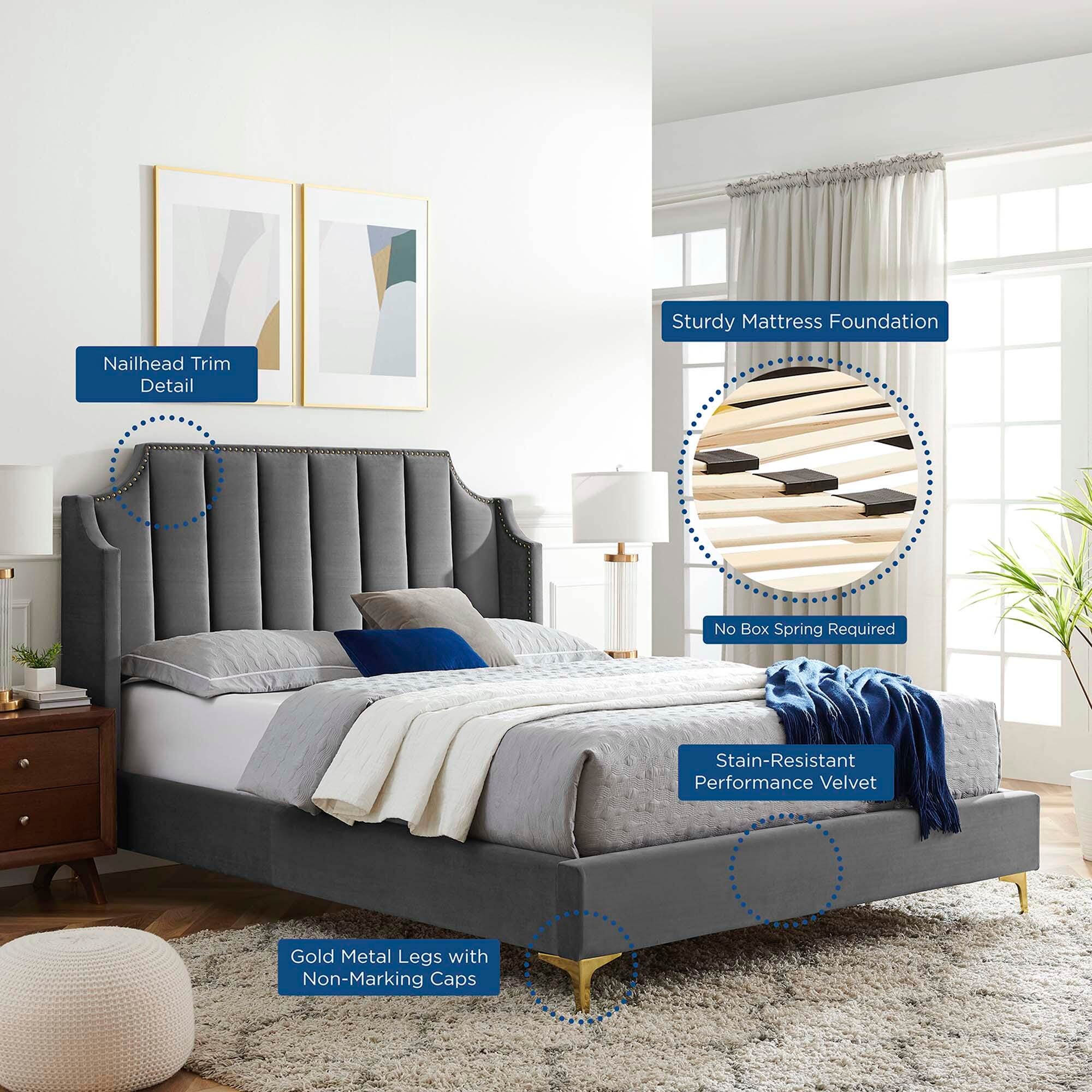 Modway Daniella Queen Platform Bed, Gray, large