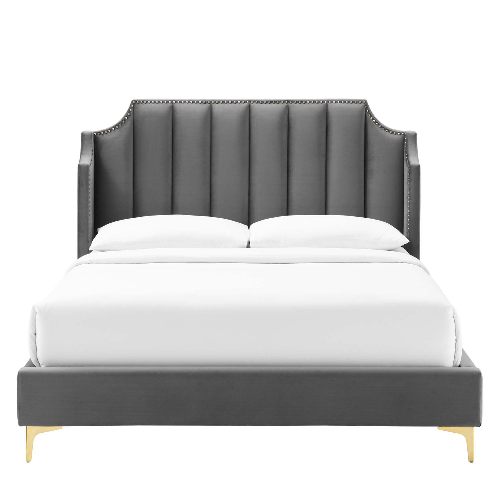 Modway Daniella Queen Platform Bed, Gray, large