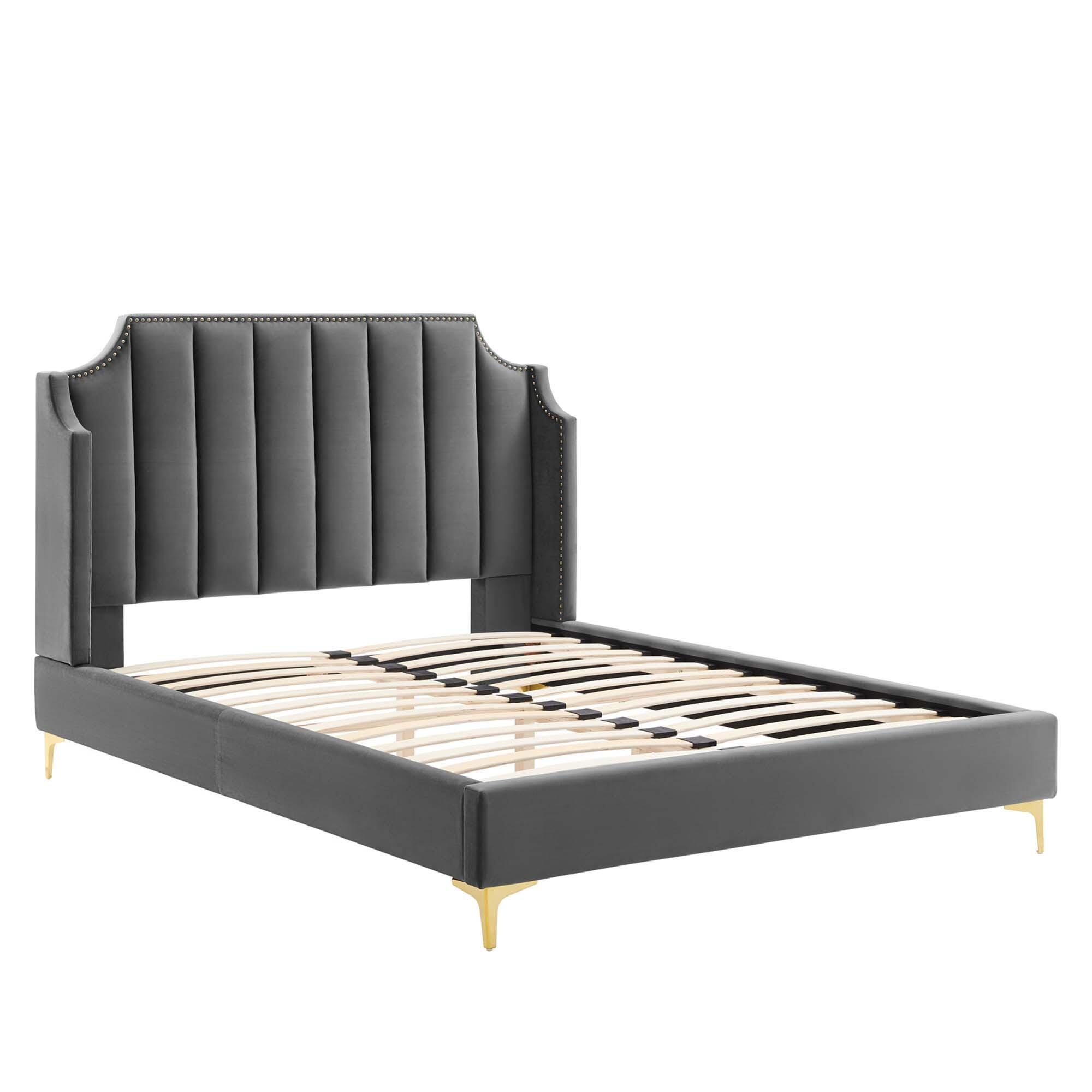 Modway Daniella Queen Platform Bed, Gray, large