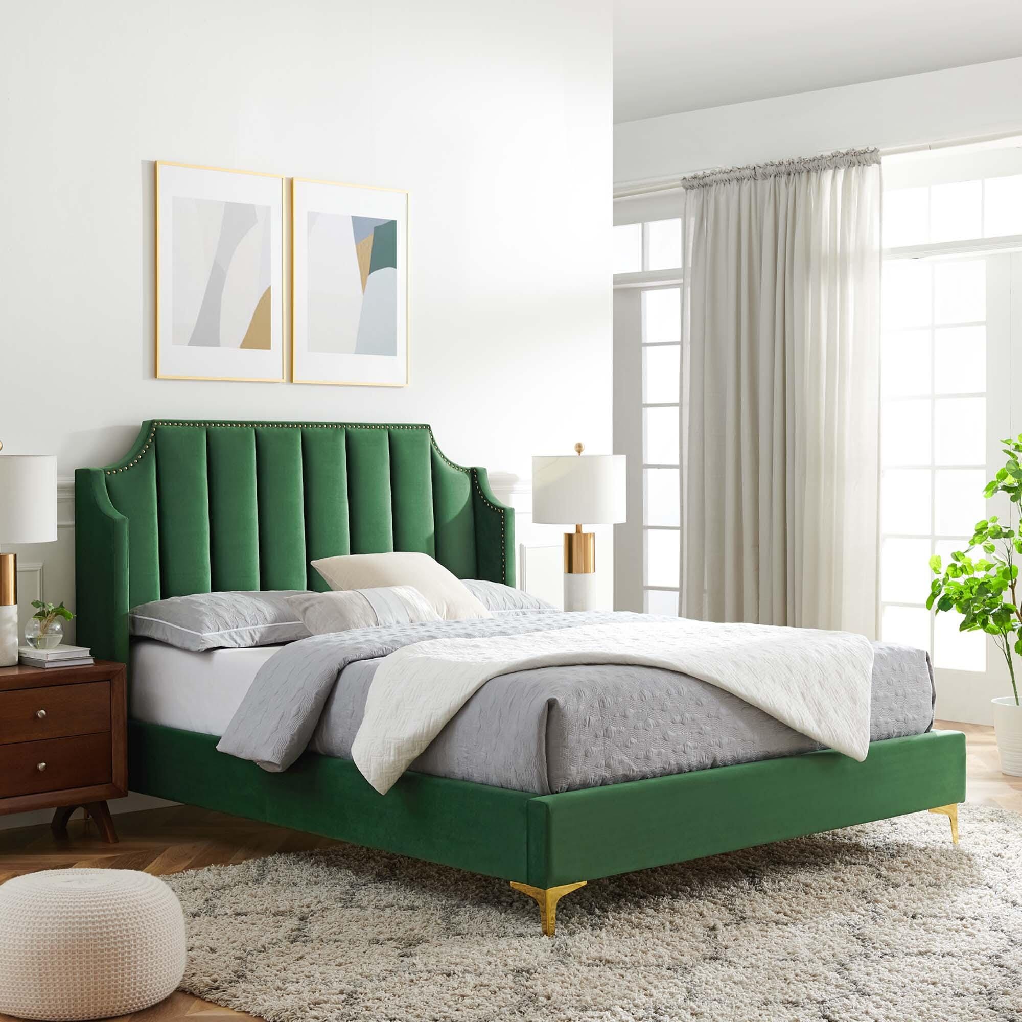Modway Daniella Queen Platform Bed, Emerald, large