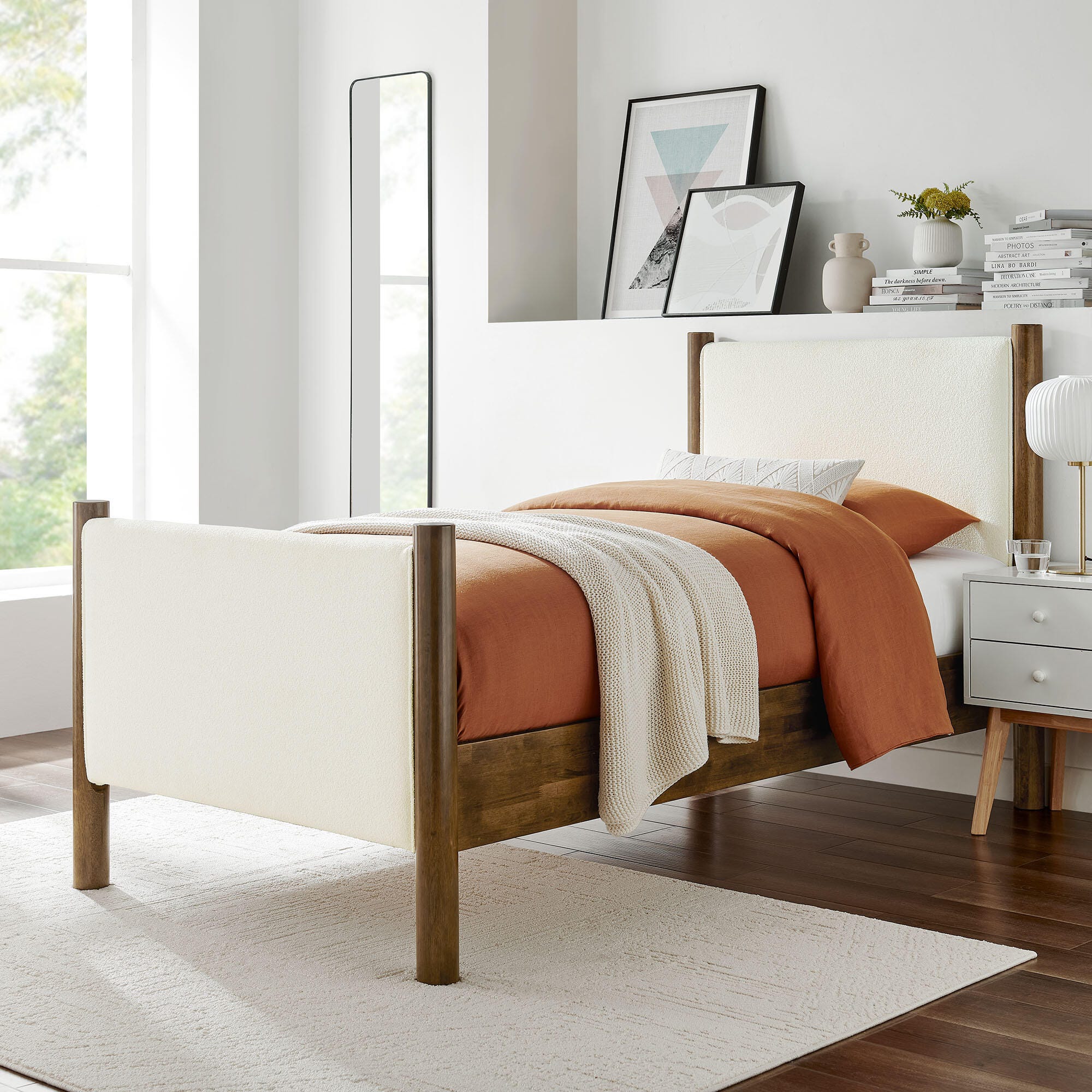 Modway Maven Twin Platform Bed, Feather White/Walnut, large