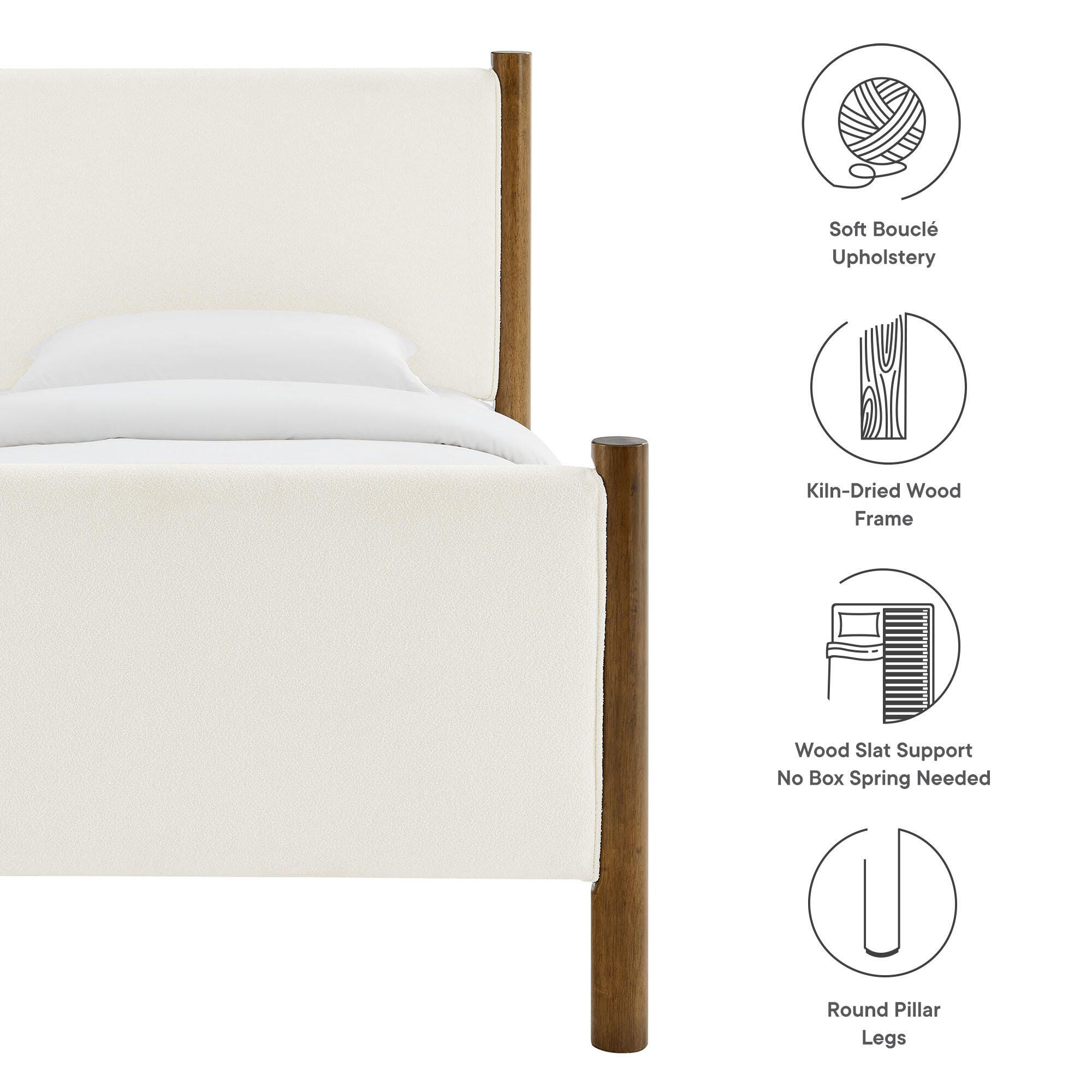 Modway Maven Twin Platform Bed, Feather White/Walnut, large