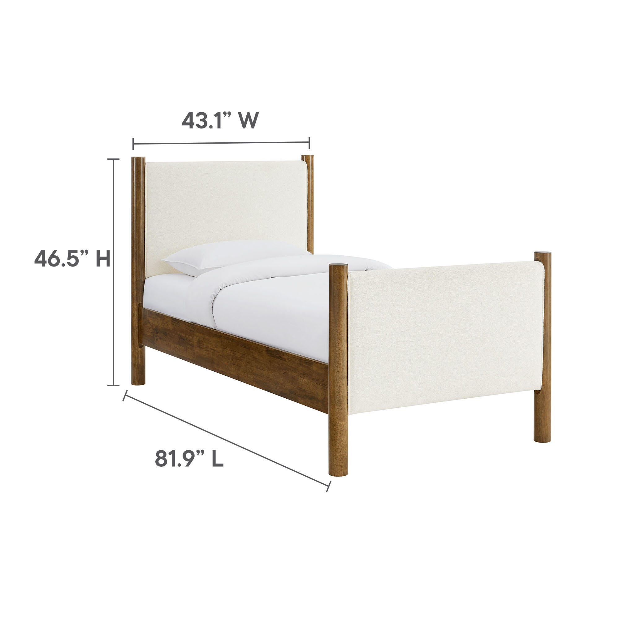 Modway Maven Twin Platform Bed, Feather White/Walnut, large