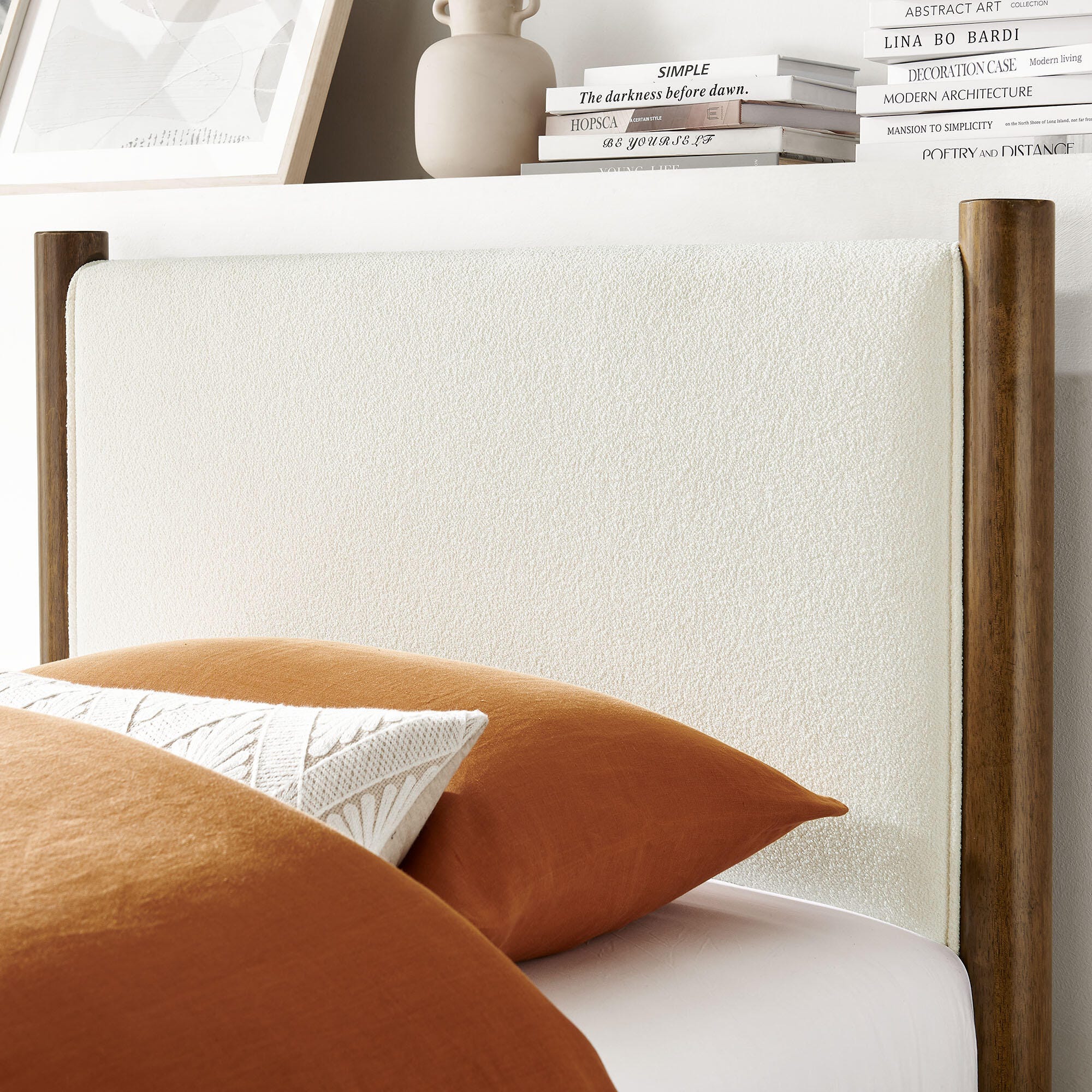 Modway Maven Twin Platform Bed, Feather White/Walnut, large