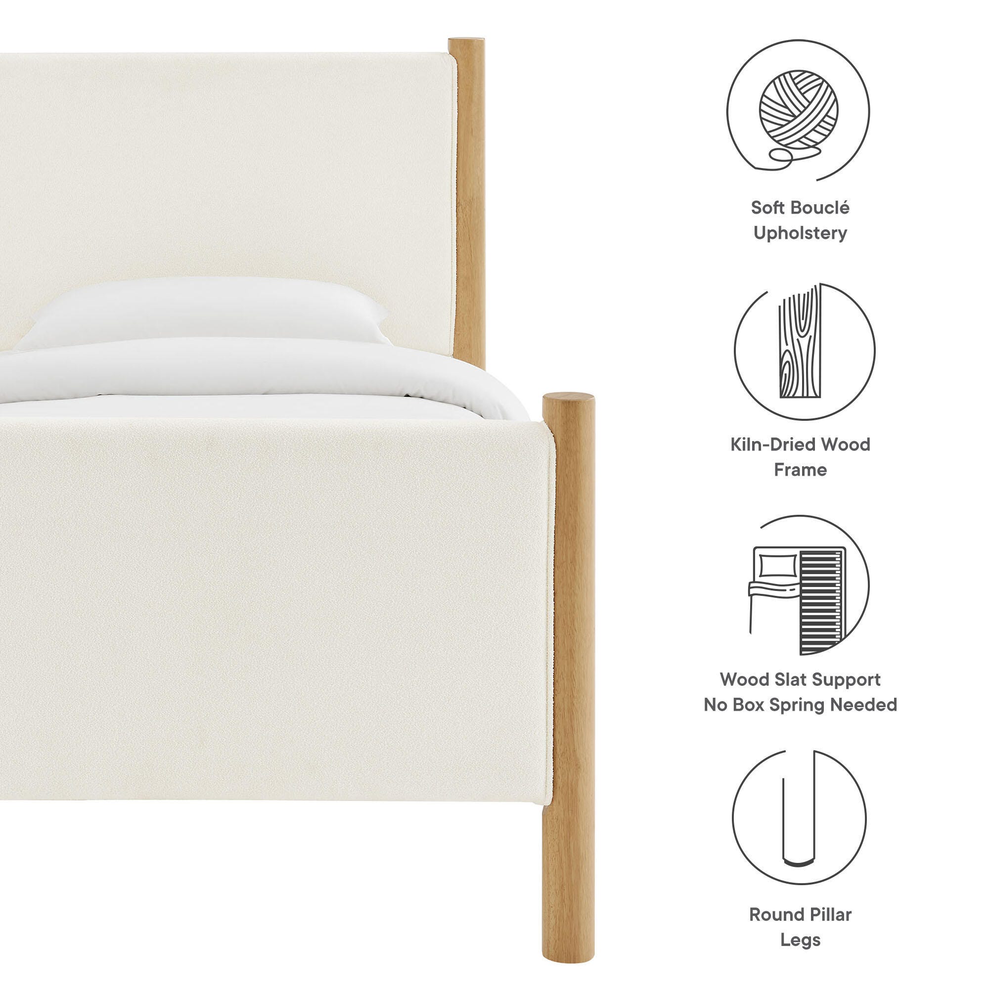 Modway Maven Twin Platform Bed, Feather White/Oak, large