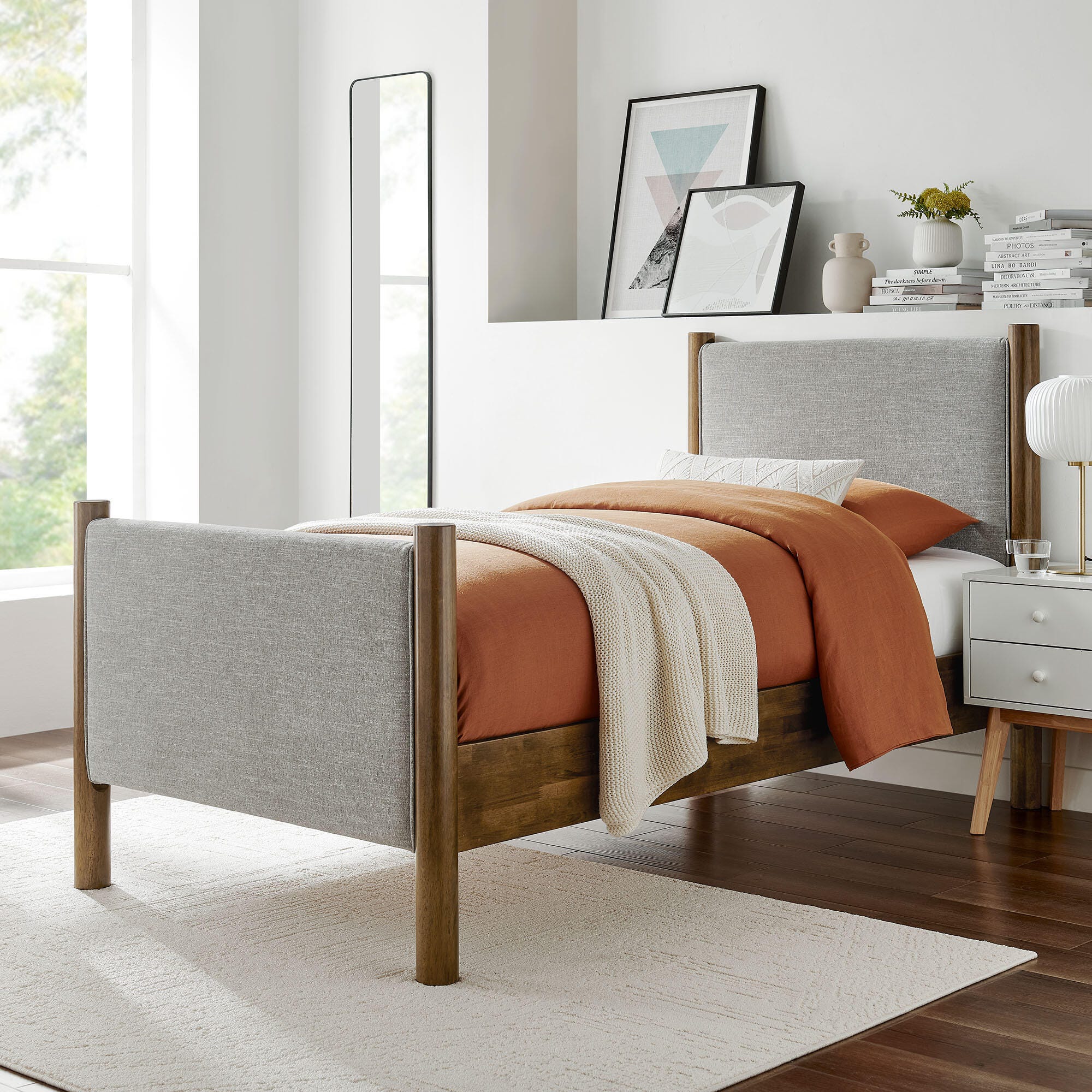 Modway Maven Twin Platform Bed, Gray/Walnut, large