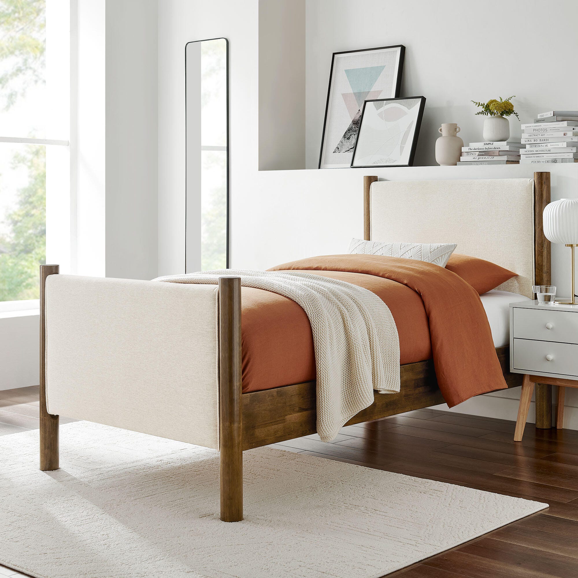 Modway Maven Twin Platform Bed, Ivory/Walnut, rollover