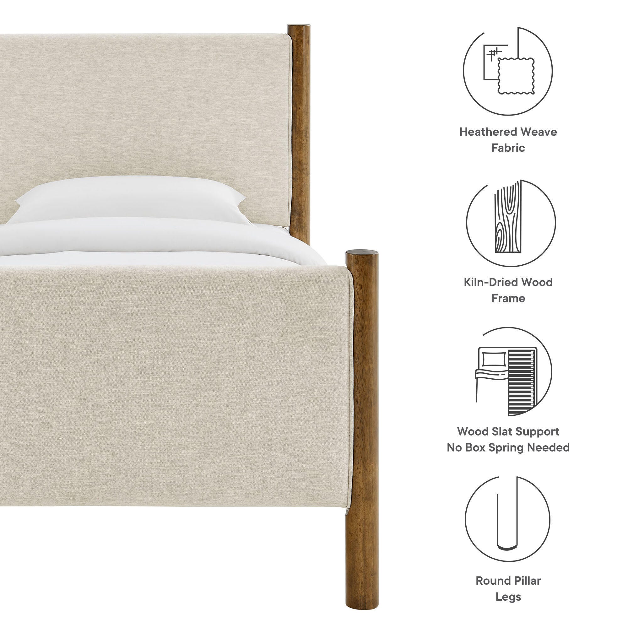 Modway Maven Twin Platform Bed, Ivory/Walnut, large