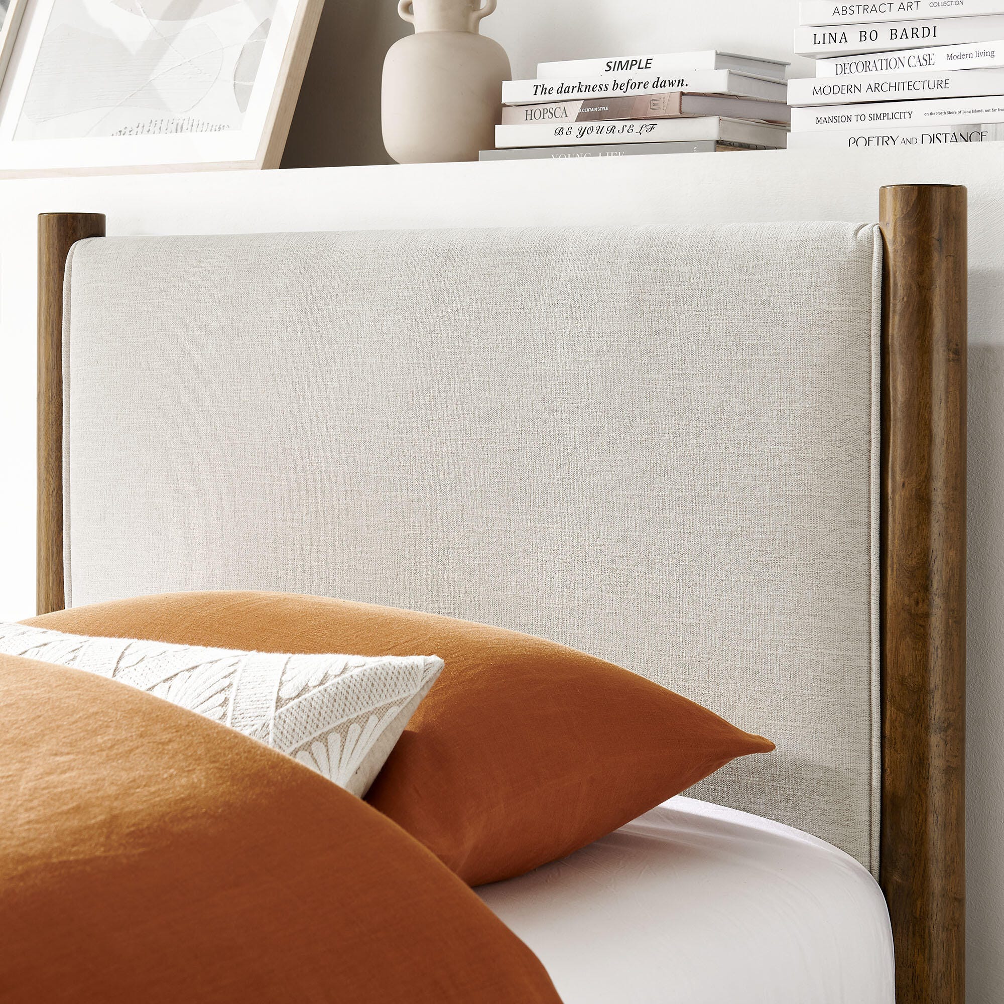 Modway Maven Twin Platform Bed, Ivory/Walnut, large