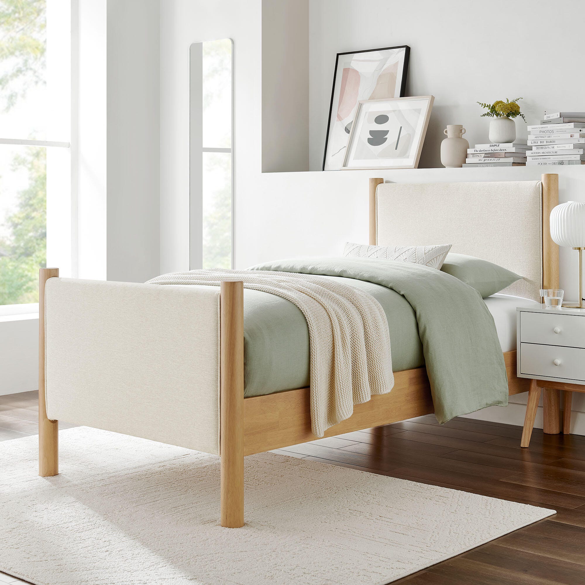 Modway Maven Twin Platform Bed, Ivory/Oak, large