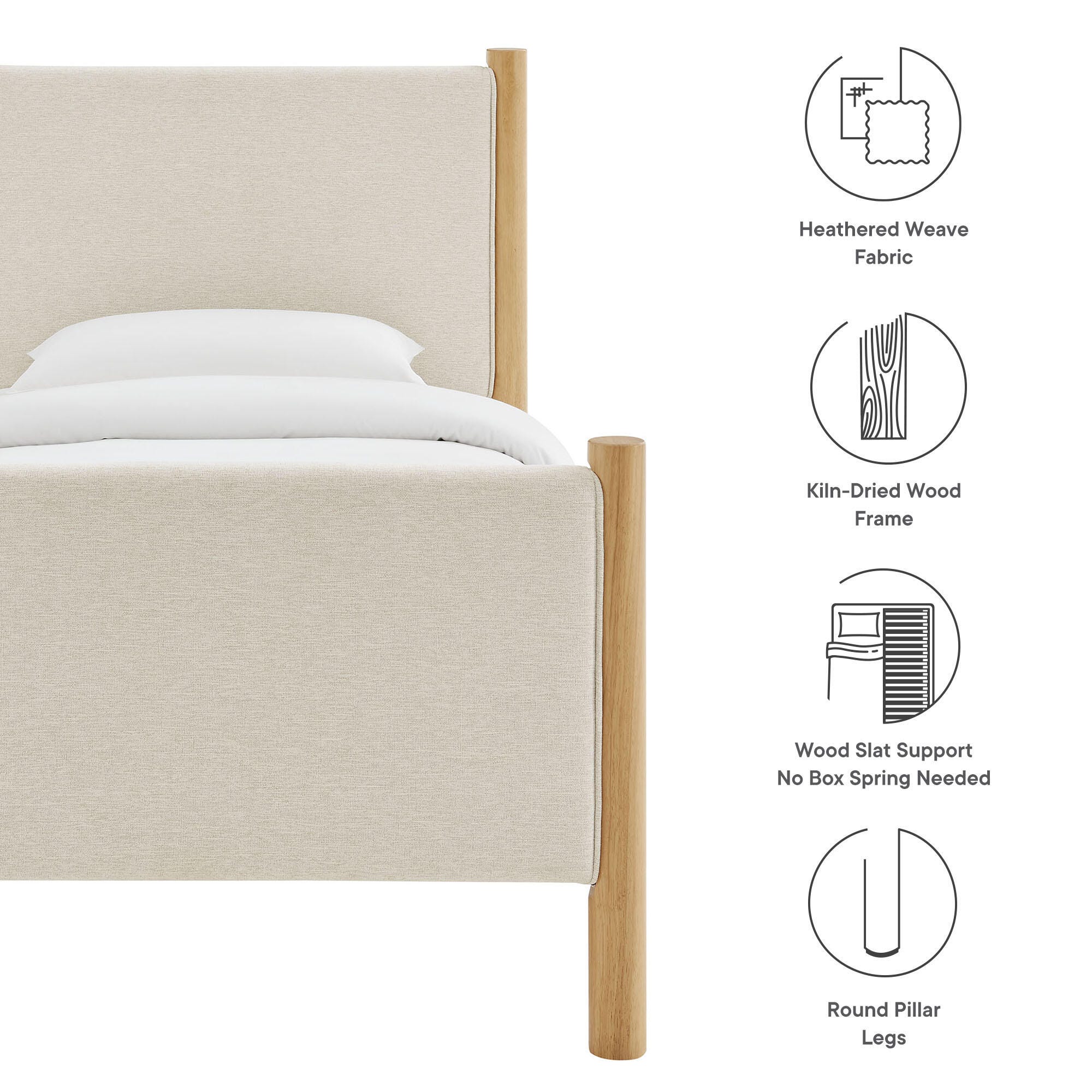 Modway Maven Twin Platform Bed, Ivory/Oak, large