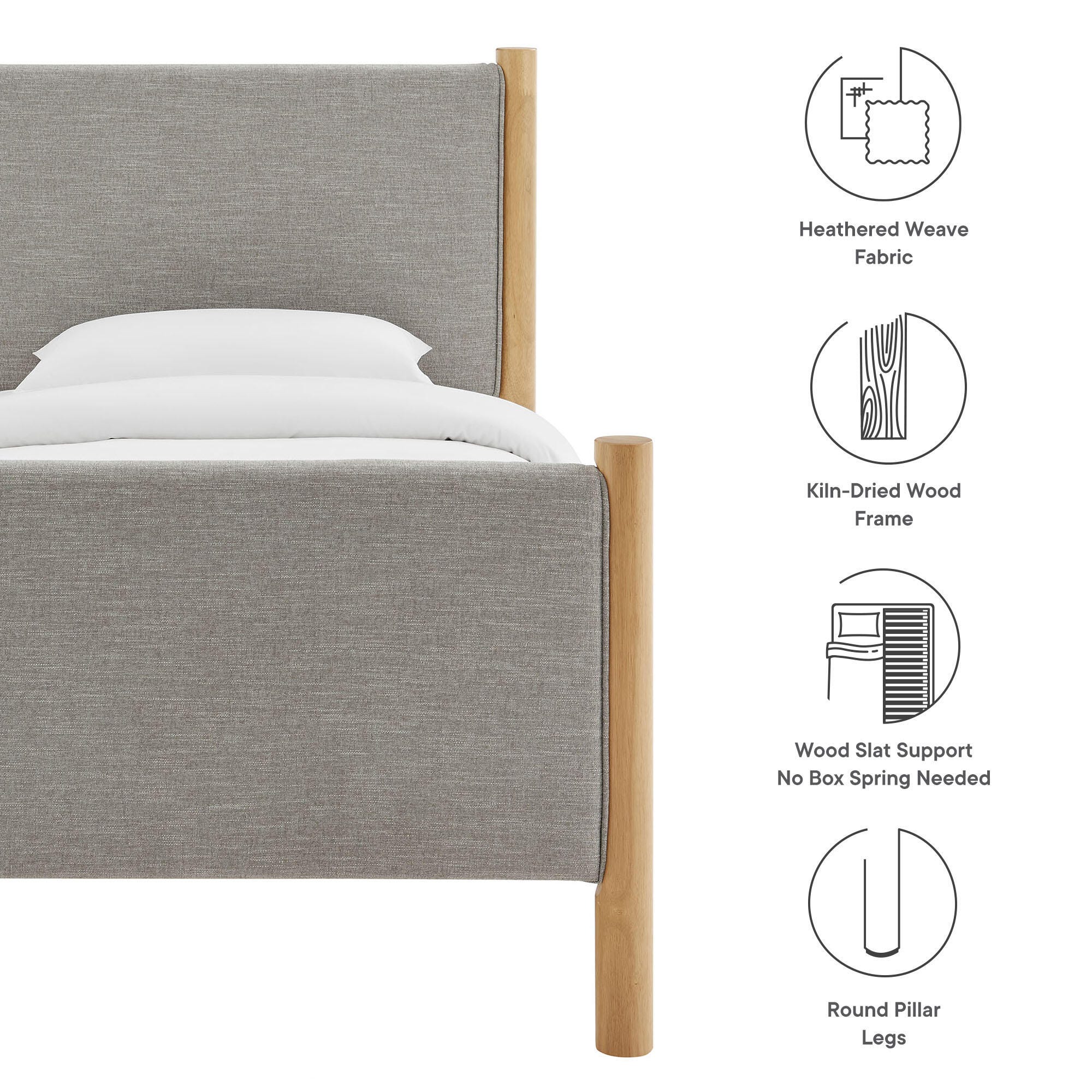 Modway Maven Twin Platform Bed, Gray/Oak, large
